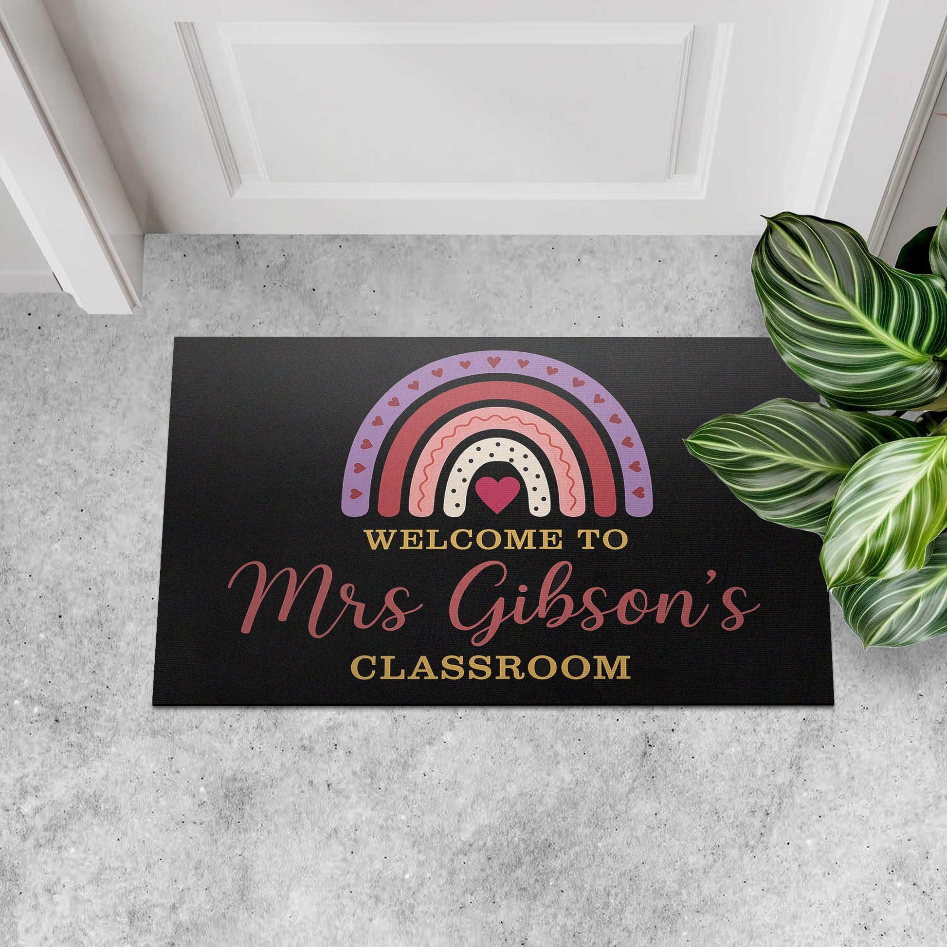 Personalized Teacher Doormat, Welcome to Classroom Rug, Custom Rainbow Door Mat, Cute School Decor for Teachers