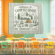 Camp 1st Grade Classroom Tapestry, Custom Camping Theme Wall Decor, Back to School Banner, Teacher Door Sign, Cute Tapestry