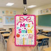 Custom Teacher Badge Holder, Cute Name ID Lanyard for Teacher, Personalized Classroom Gift, Back to School Teacher Tag