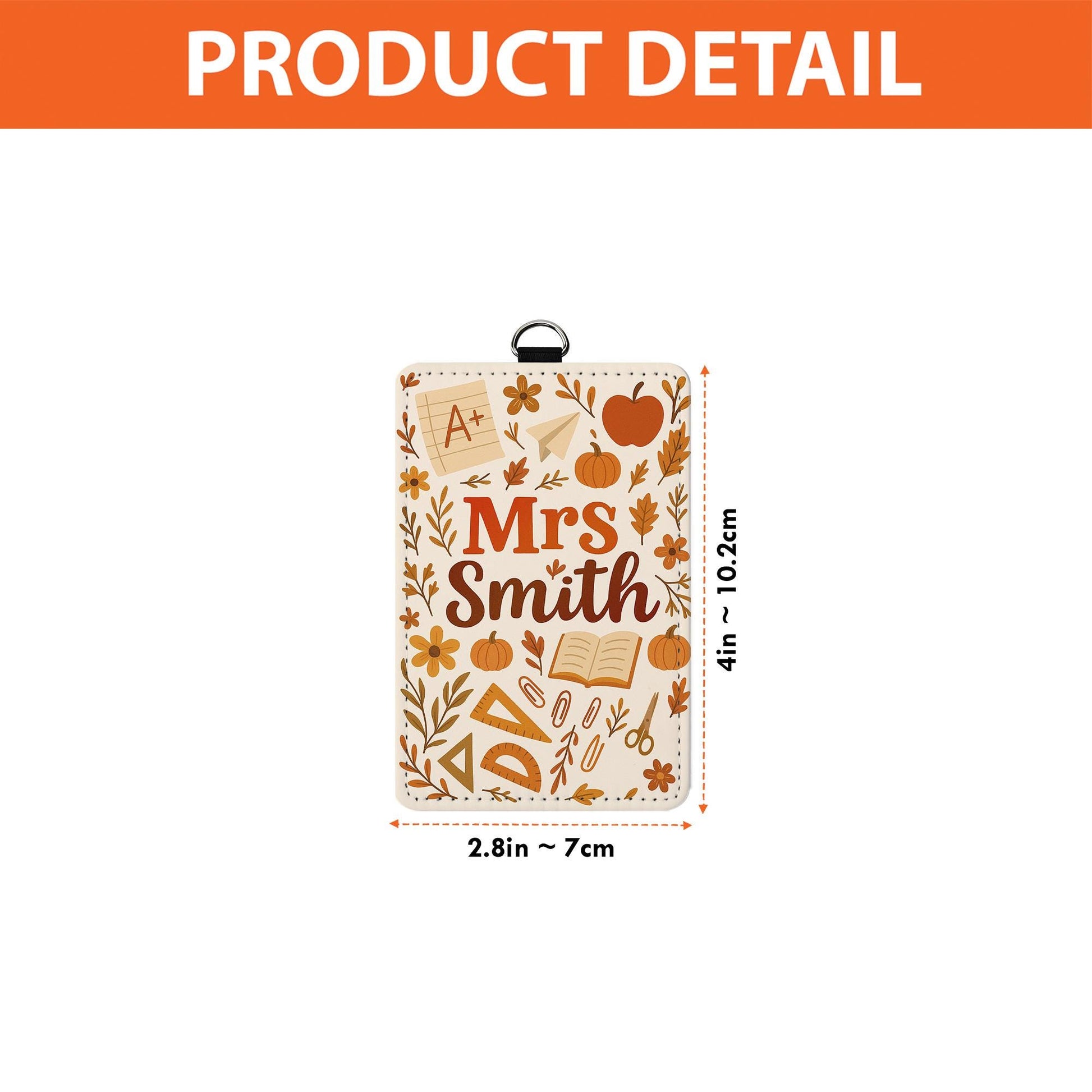 Personalized Teacher Badge Holder, Cute Fall Themed ID Tag, Custom Name Lanyard for School Staff, Autumn Teacher Gift