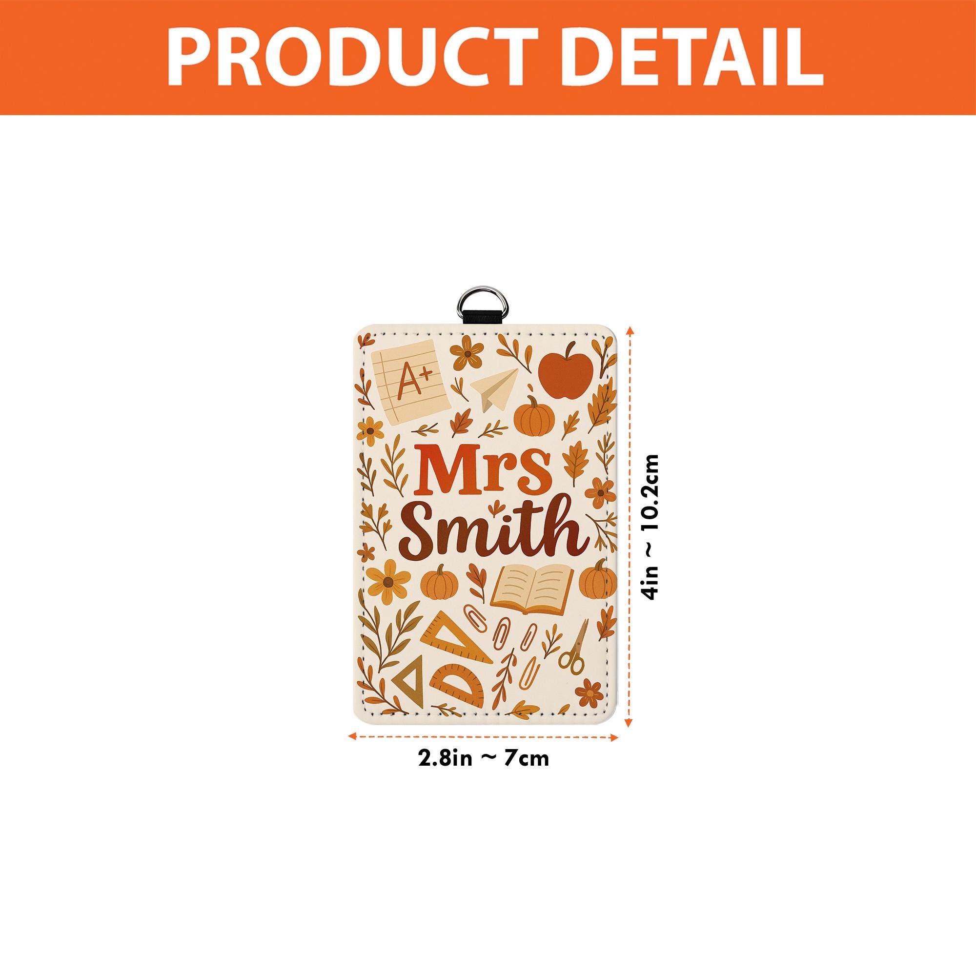 Personalized Teacher Badge Holder, Cute Fall Themed ID Tag, Custom Name Lanyard for School Staff, Autumn Teacher Gift