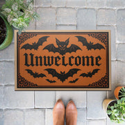 Unwelcome Halloween Doormat, Funny Bat Door Mat, Gothic Front Porch Decor, Spooky Entrance Rug, Creepy Welcome Mat