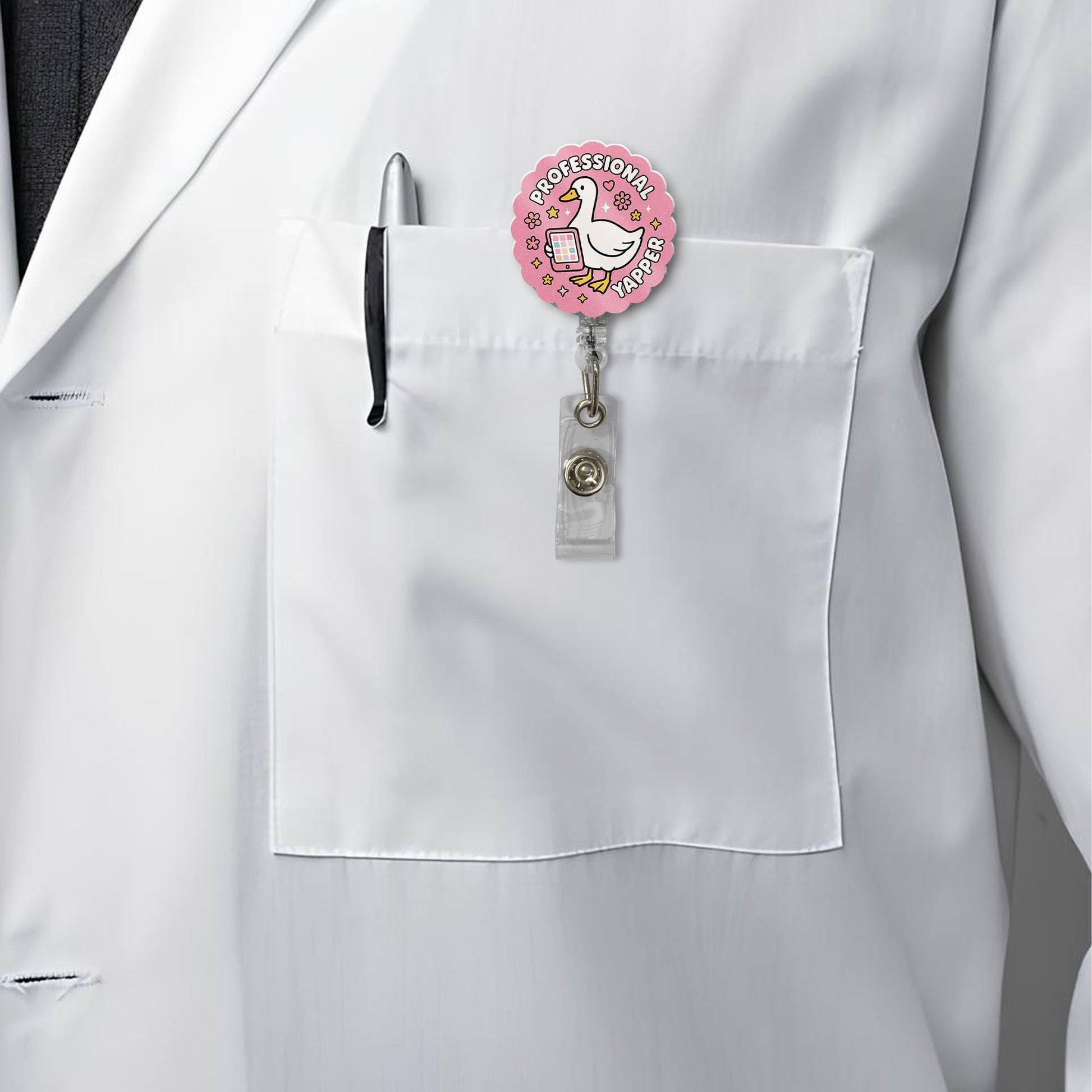 Goose Badge Reel, Professional Yapper Badge Holder, Cute Nurse ID Clip, Funny Retractable Reel for Teacher, Coworker Gift Idea
