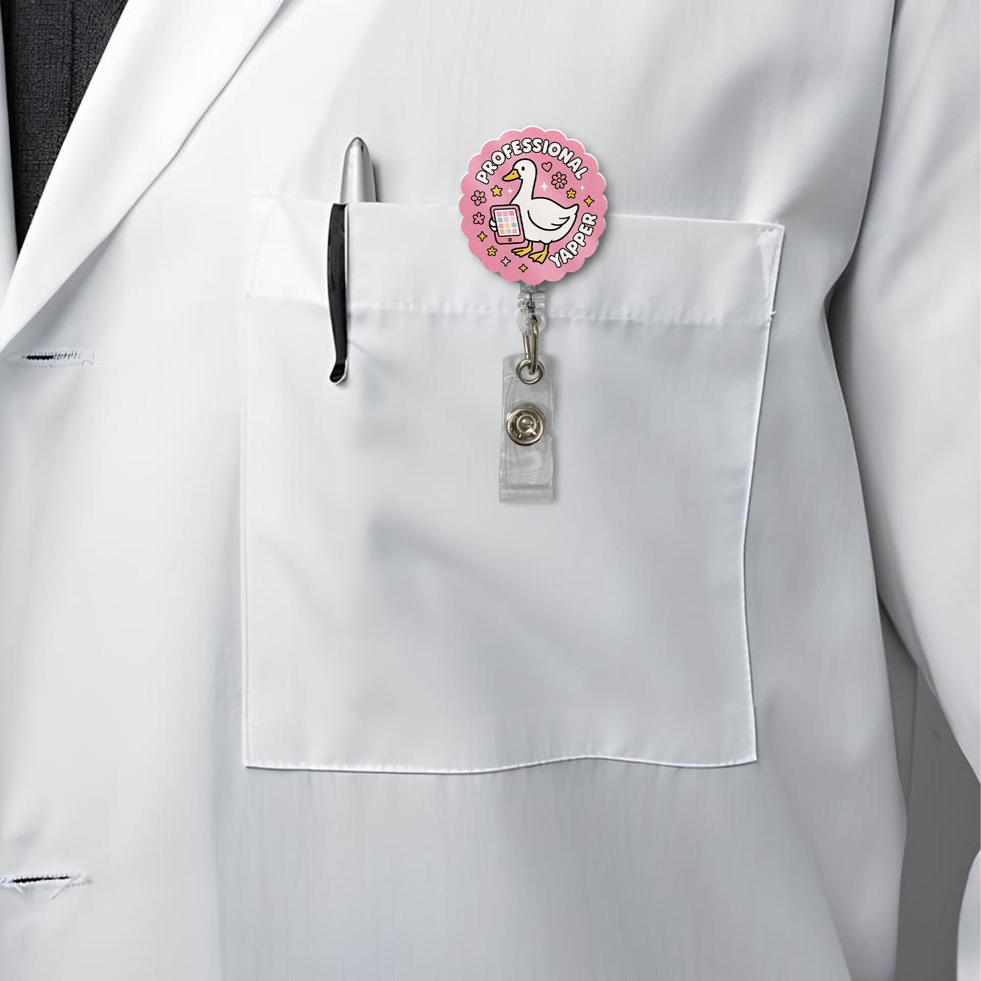 Goose Badge Reel, Professional Yapper Badge Holder, Cute Nurse ID Clip, Funny Retractable Reel for Teacher, Coworker Gift Idea