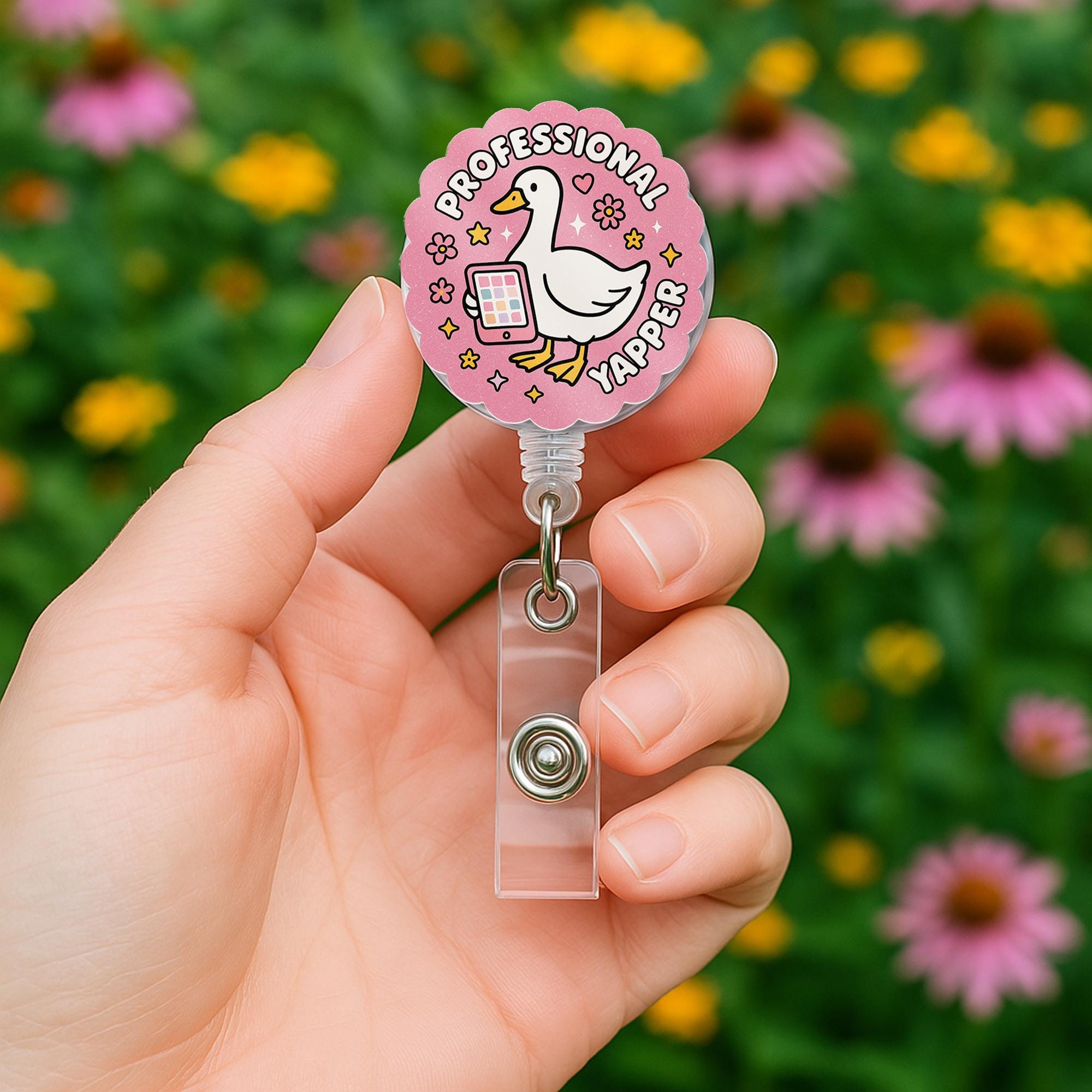 Goose Badge Reel, Professional Yapper Badge Holder, Cute Nurse ID Clip, Funny Retractable Reel for Teacher, Coworker Gift Idea