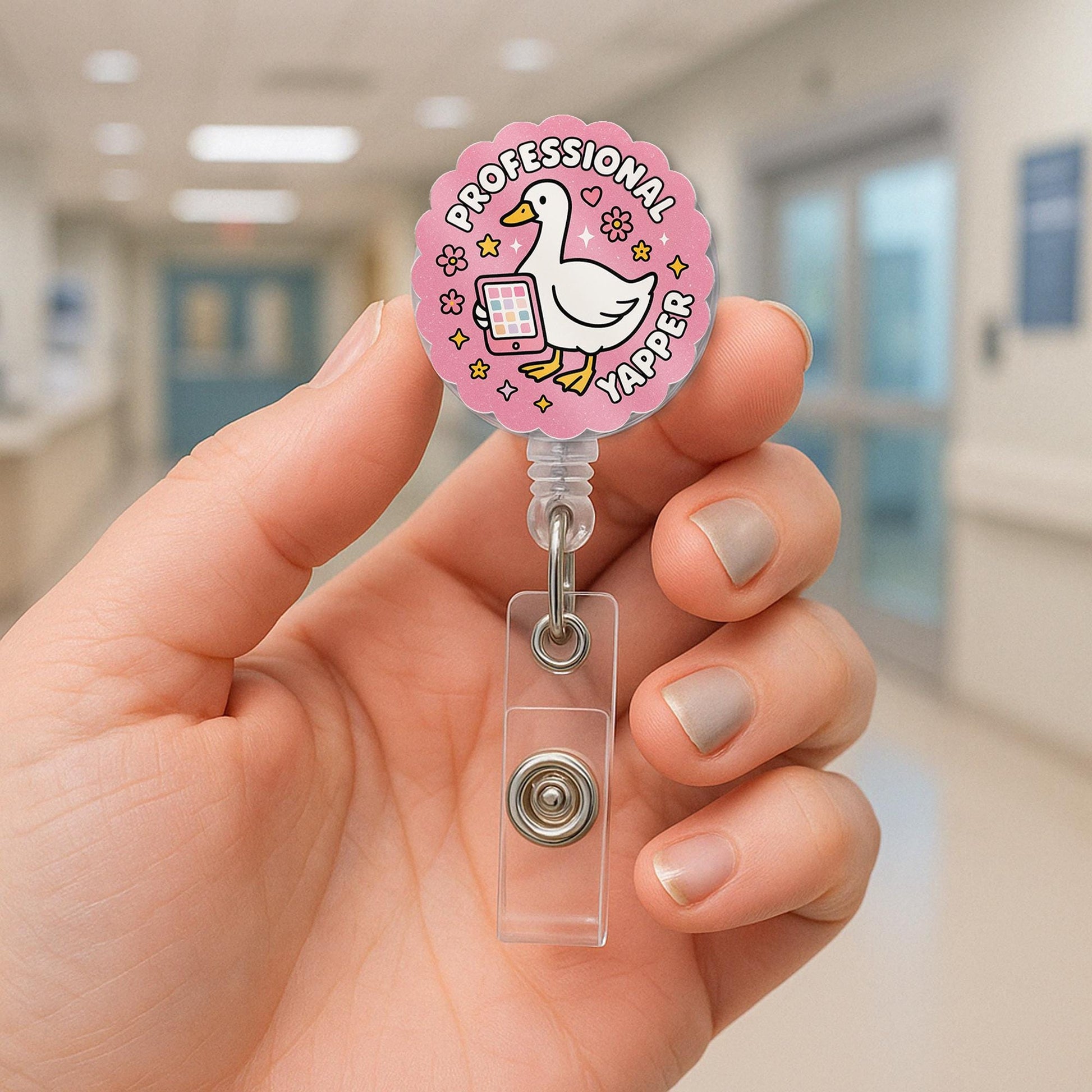 Goose Badge Reel, Professional Yapper Badge Holder, Cute Nurse ID Clip, Funny Retractable Reel for Teacher, Coworker Gift Idea