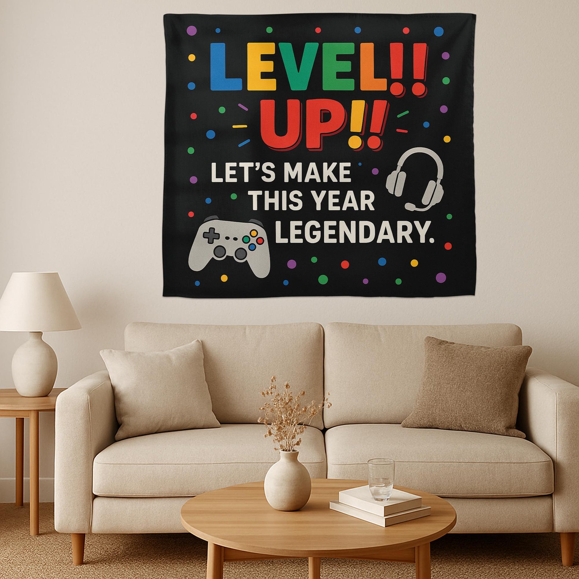 Level Up Classroom Tapestry, Gamer Theme Wall Decor for Teachers, Back to School Poster, Motivational Gaming Classroom Sign
