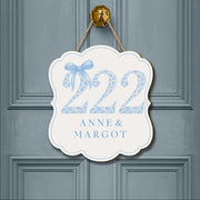 Custom Chinoiserie Dorm Door Sign | Blue Floral Room Number Plaque | Personalized Name Door Hanger | Elegant College Dorm Decor