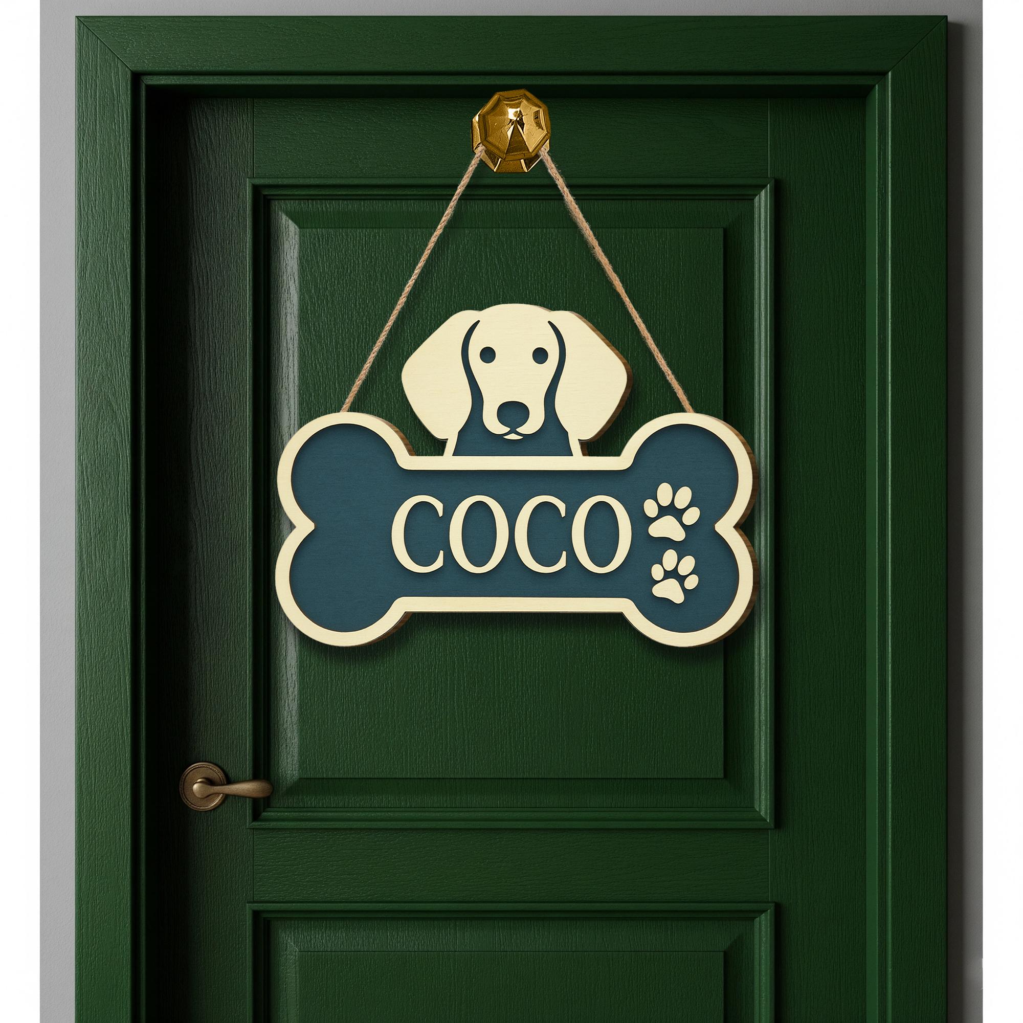 Custom Dog House Name Sign | Personalized Bone Door Hanger with Pet Breed | Outdoor Kennel Plaque | Dog Lover Gift | Puppy Room Wall Decor