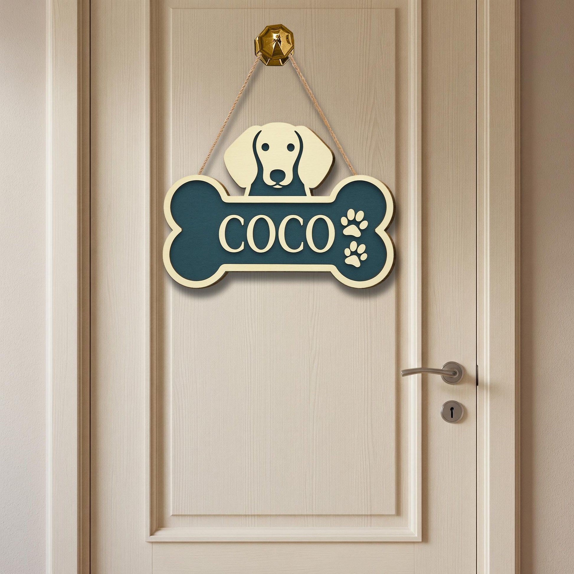 Custom Dog House Name Sign | Personalized Bone Door Hanger with Pet Breed | Outdoor Kennel Plaque | Dog Lover Gift | Puppy Room Wall Decor