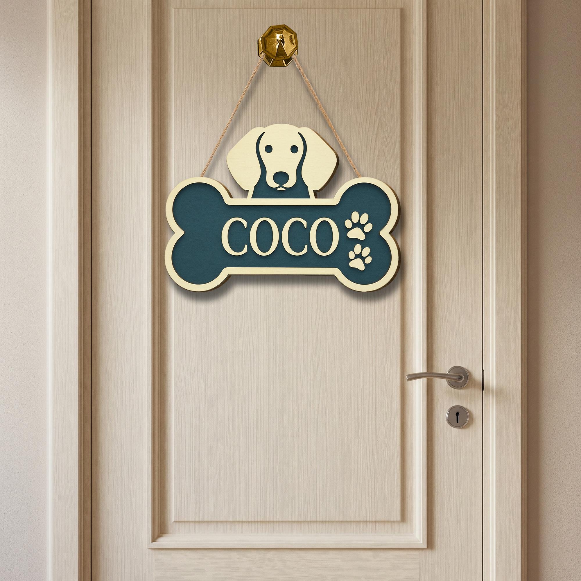 Custom Dog House Name Sign | Personalized Bone Door Hanger with Pet Breed | Outdoor Kennel Plaque | Dog Lover Gift | Puppy Room Wall Decor