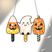 Halloween Ice Cream Suncatcher Set, Cute Ghost Pumpkin Candycorn Decor, Trick or Treat Window Hanging, Spooky Fall Decoration, Home Decor