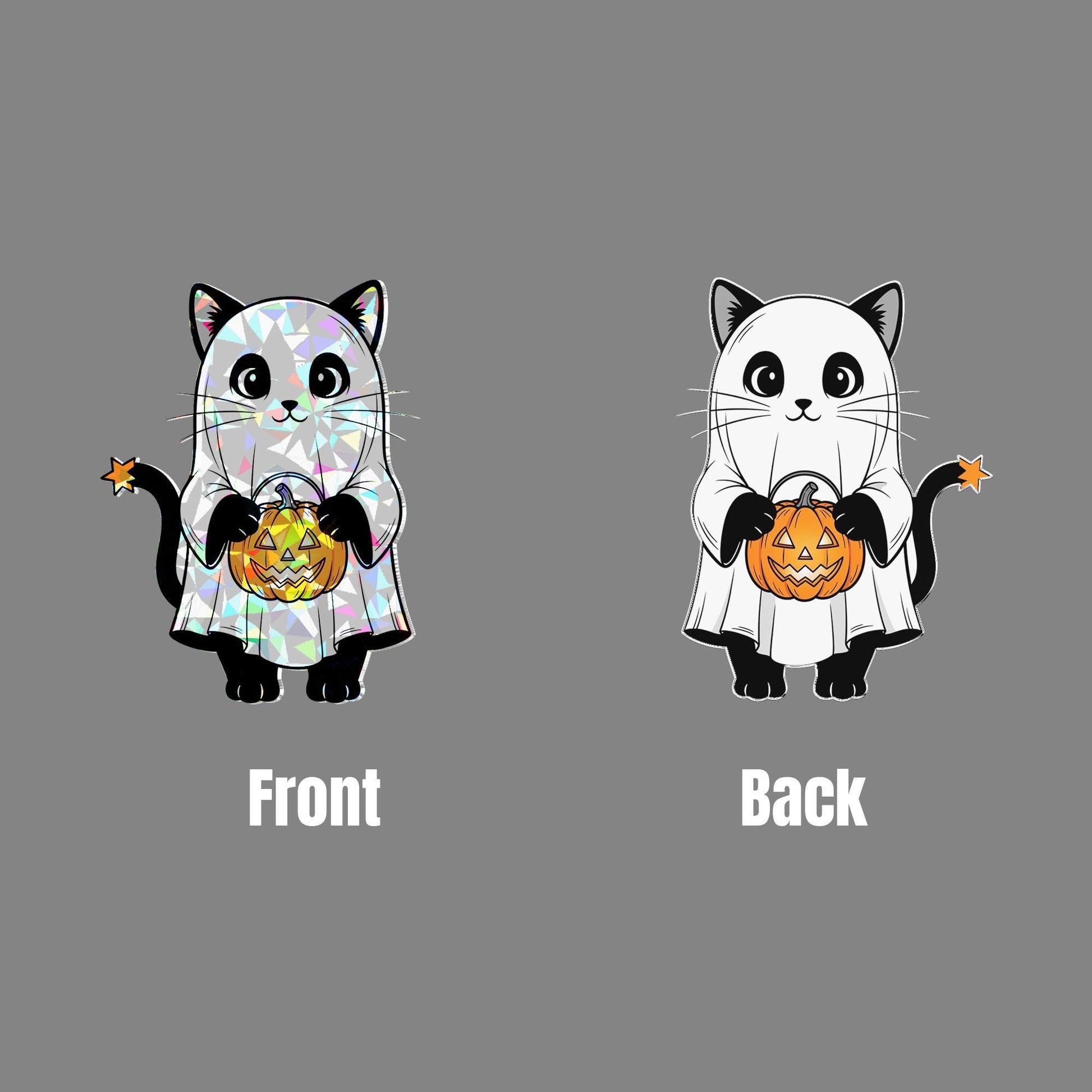 Halloween Cat Suncatcher, Ghost Cat Window Decor, Cute Black Cat Ornament, Pumpkin Trick or Treat Kitty, Spooky Fall Decoration, Halloween