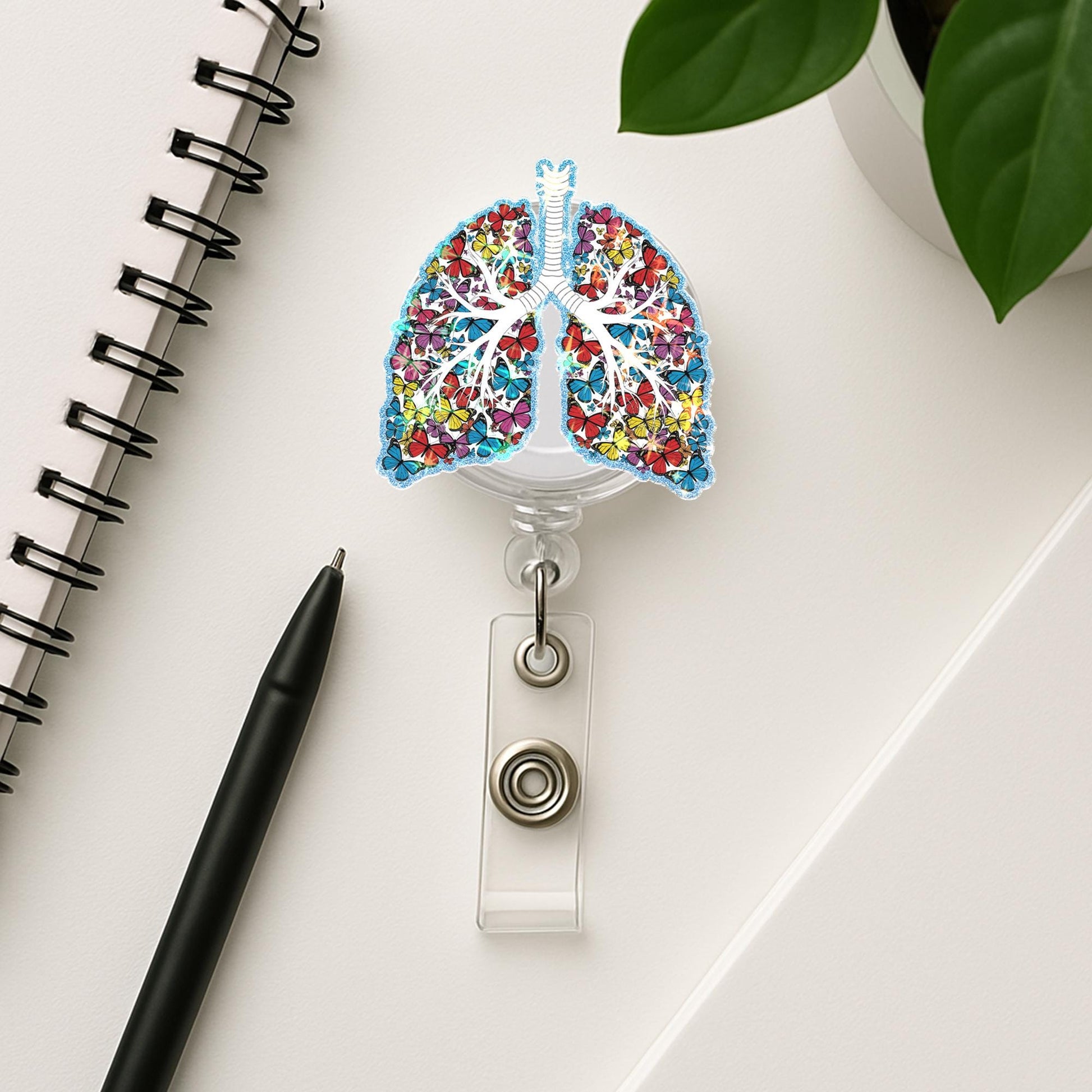 Floral Lungs Badge Reel, Respiratory Nurse ID Clip, Pulmonologist Gift, Cute Medical Badge Holder, Colorful Anatomy Accessory, Nurse Gift