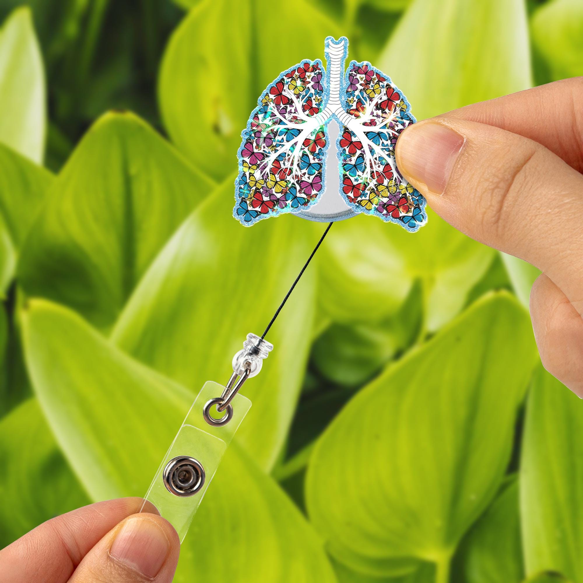Floral Lungs Badge Reel, Respiratory Nurse ID Clip, Pulmonologist Gift, Cute Medical Badge Holder, Colorful Anatomy Accessory, Nurse Gift