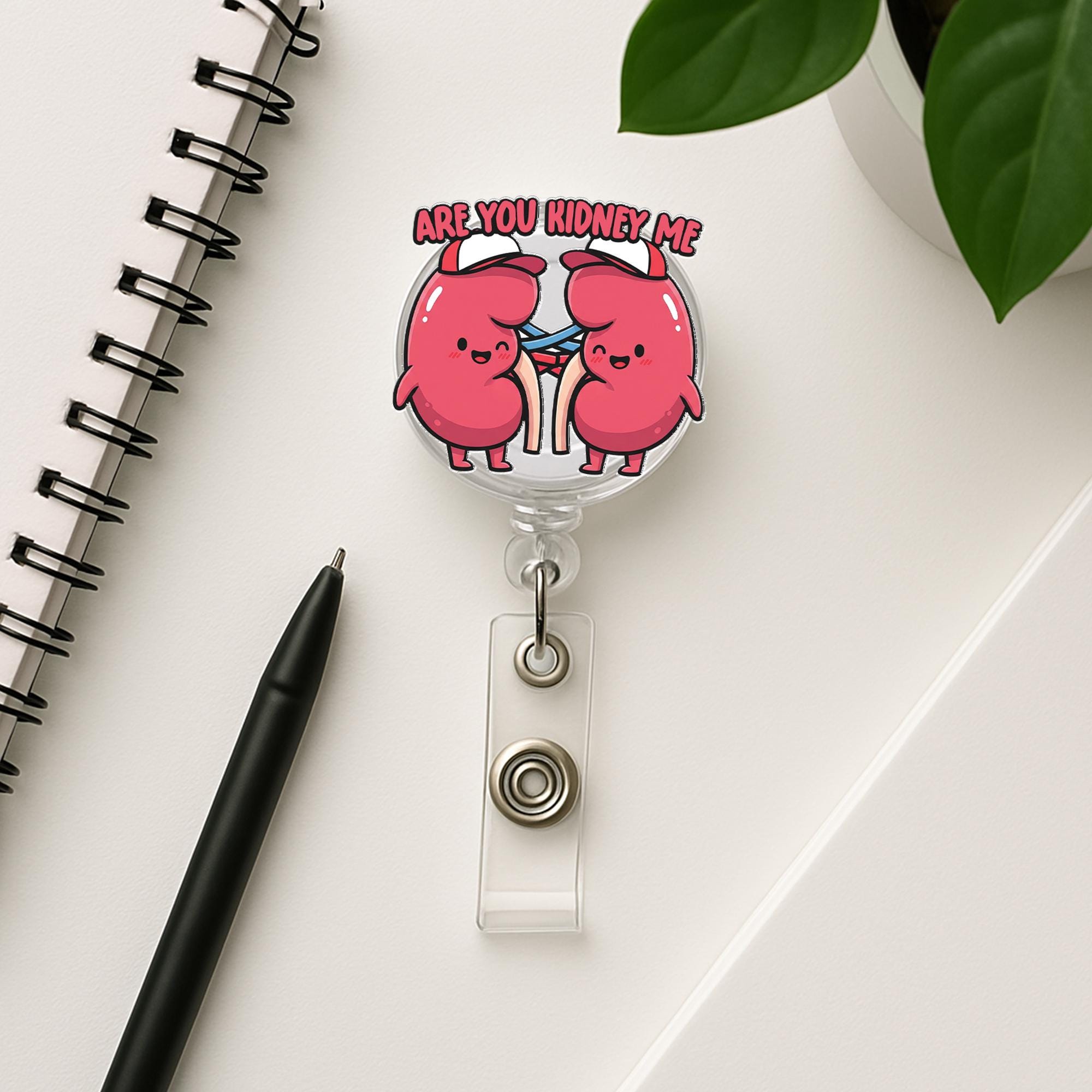 Funny Kidney Badge Reel, Are You Kidney Me ID Clip, Cute Medical Accessory, Nephrology Nurse Gift, Urology Badge Holder, Nurse Badge Reel