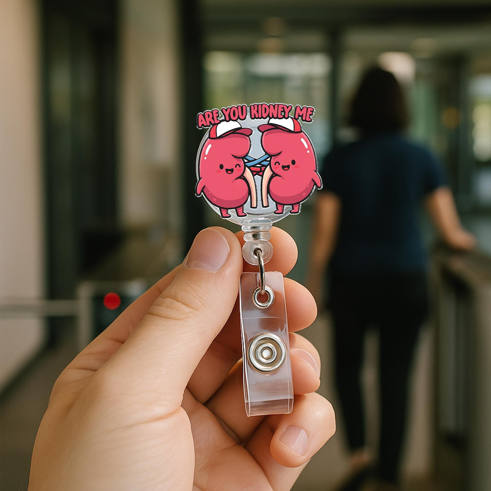 Funny Kidney Badge Reel, Are You Kidney Me ID Clip, Cute Medical Accessory, Nephrology Nurse Gift, Urology Badge Holder, Nurse Badge Reel