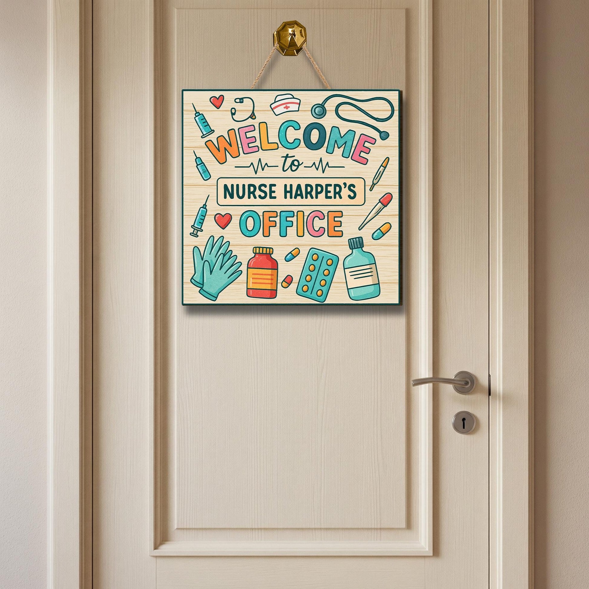 Personalized Nurse Office Sign, Custom Welcome Door Sign for School Nurse, Clinic, Medical Room Decor, Cute Healthcare Wall Art, Doctor Sign