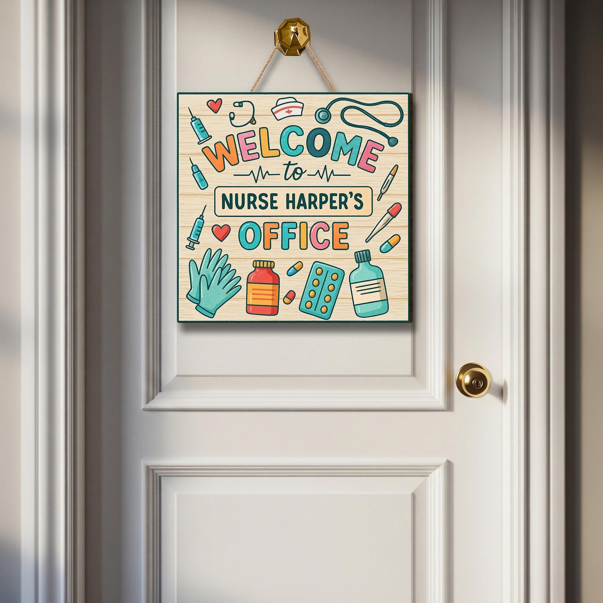 Personalized Nurse Office Sign, Custom Welcome Door Sign for School Nurse, Clinic, Medical Room Decor, Cute Healthcare Wall Art, Doctor Sign