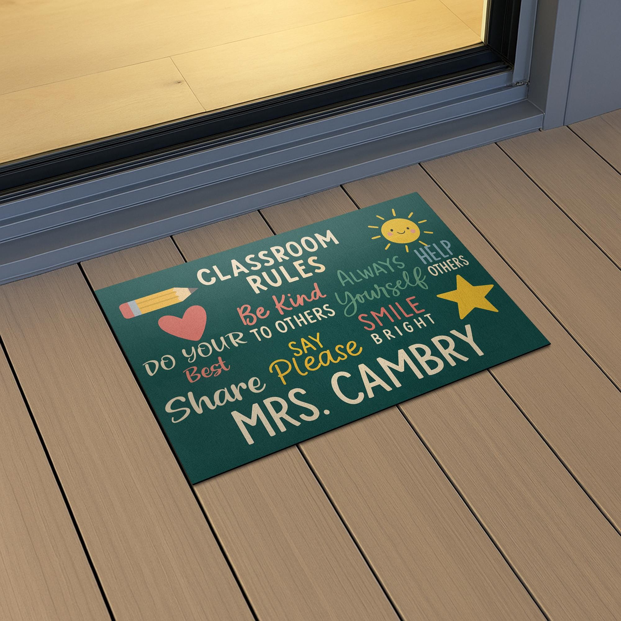 Personalized Classroom Rules Doormat - Custom Teacher Welcome Mat with Positive Quotes, Back to School Rug, Teacher Door Decor, Teacher Mat
