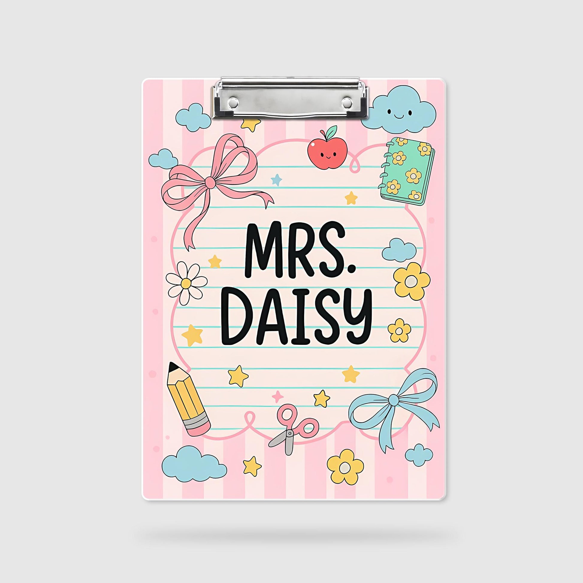 Personalized Teacher Clipboard, Cute Custom Name Clipboard, Kawaii Teacher Gift, Back to School Stationery, Classroom Decor