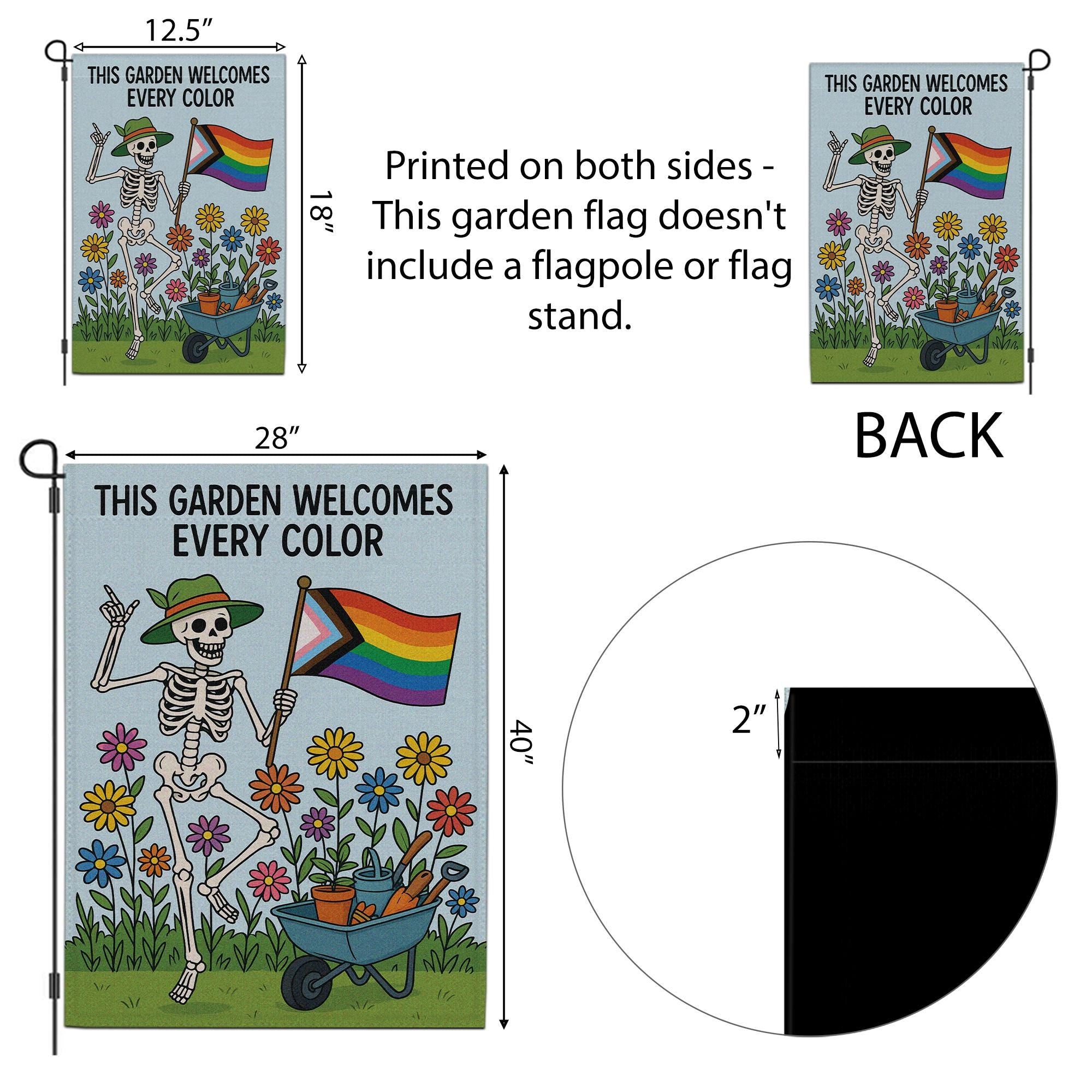 LGBTQ Pride Skeleton Garden Flag, Inclusive Yard Decor, Rainbow Garden Sign, Colorful Equality Flag, Outdoor Spring LGBTQ Banner