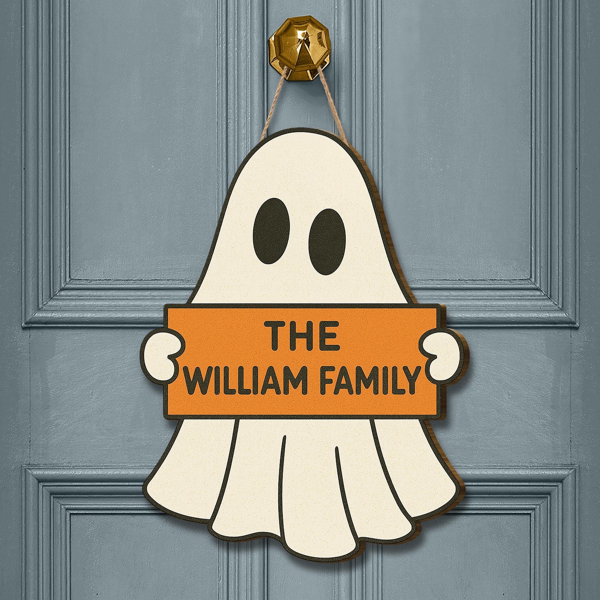 Personalized Ghost Door Hanger, Custom Family Name Sign, Halloween Welcome Decor, Spooky Front Door Sign, Cute Ghost Decoration