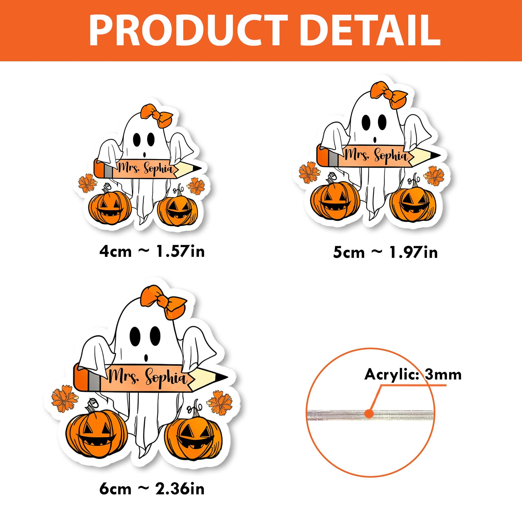 Personalized Halloween Ghost Badge Reel, Custom Name ID Holder for Teacher, Cute Spooky Nurse Badge, Fall Pumpkin Accessory