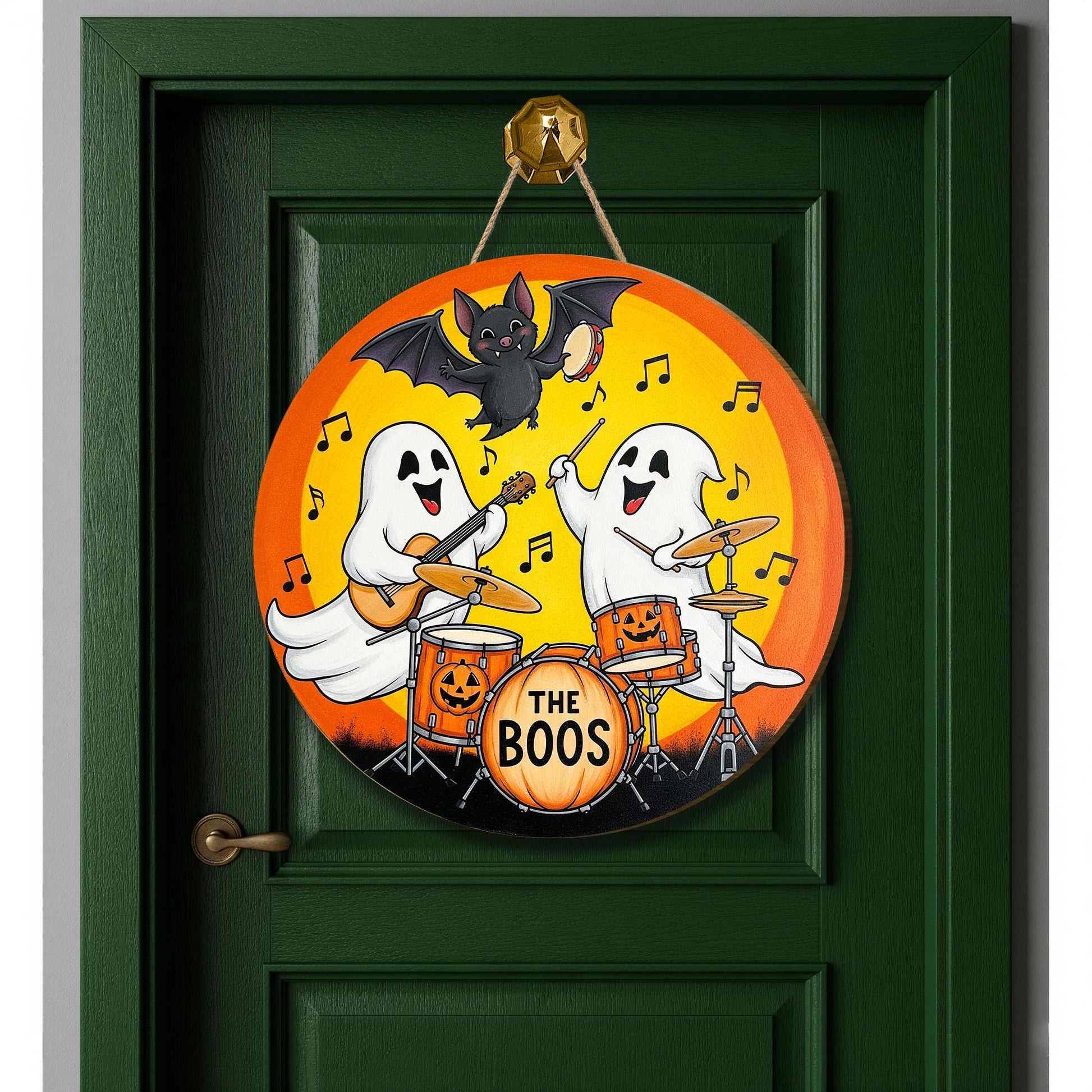 Funny Halloween Ghost Band Door Sign - The Boos Music Wall Decor - Cute Ghost Halloween Party Hanger