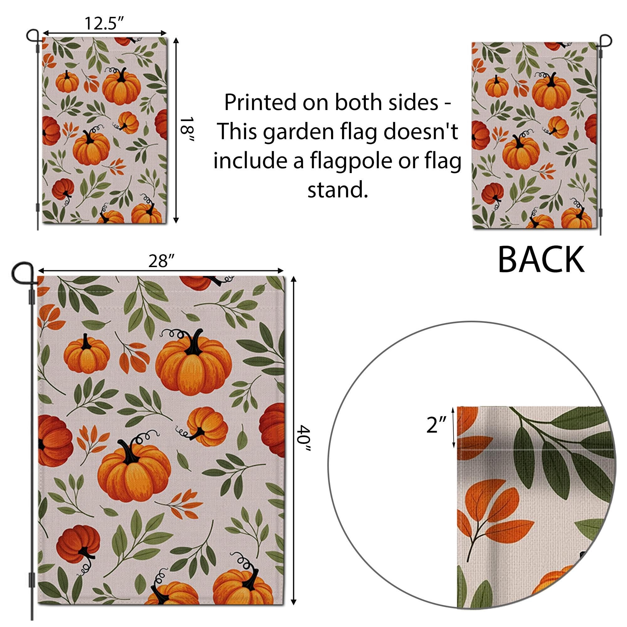 Fall Pumpkin Garden Flag – Autumn Leaves Yard Decor – Halloween Outdoor Decoration – Rustic Harvest Seasonal Welcome Sign for Porch or Lawn