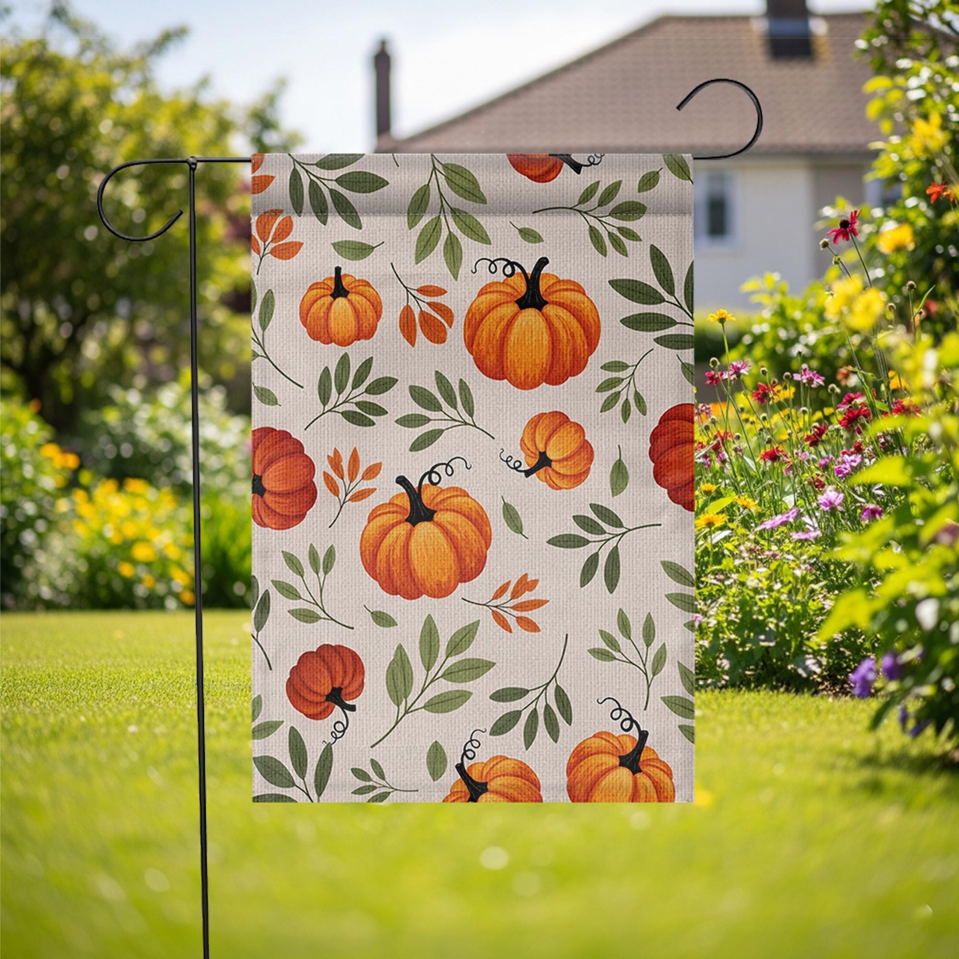 Fall Pumpkin Garden Flag – Autumn Leaves Yard Decor – Halloween Outdoor Decoration – Rustic Harvest Seasonal Welcome Sign for Porch or Lawn