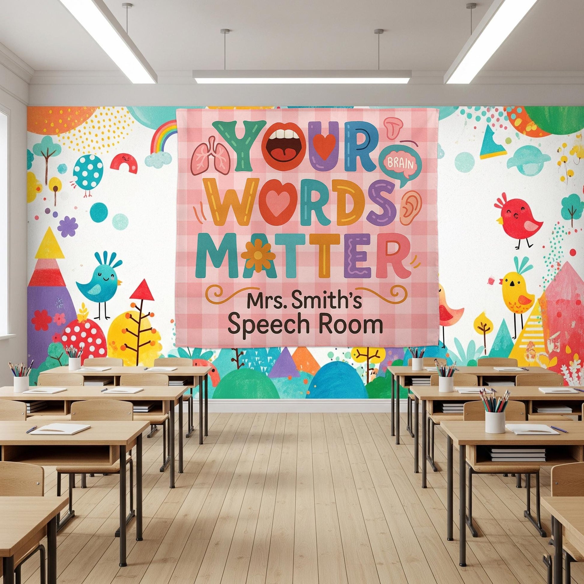 Speech Room Tapestry, Your Words Matter Banner, SLP Classroom Wall Decor, Personalized Speech Therapy Sign for Teachers