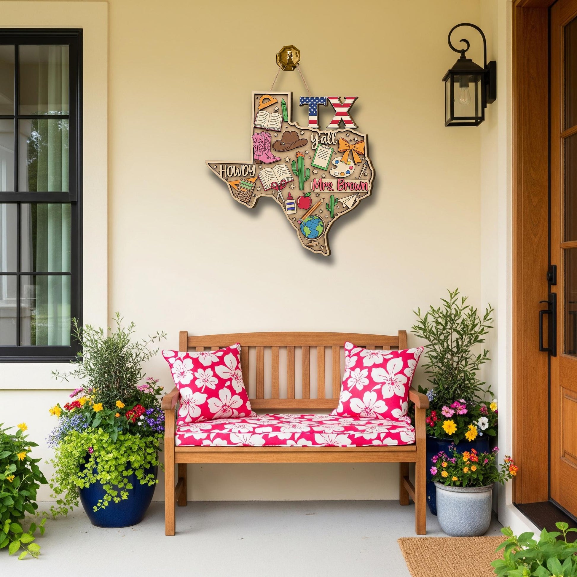 Custom Texas Teacher Door Sign – Personalized Classroom Decor, Western Wood Hanging, Back to School Gift for Teachers