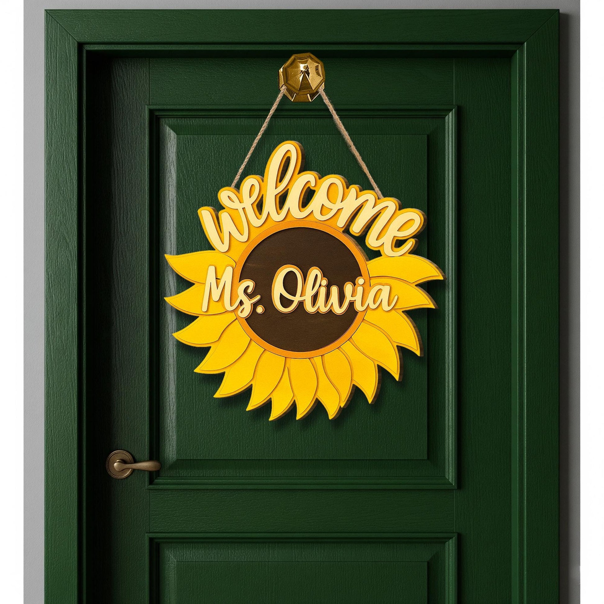 Sunflower Welcome Door Sign for Teacher – Custom Classroom Sign with Name, Teacher Welcome Classroom sign, Back to School Gift for Teacher