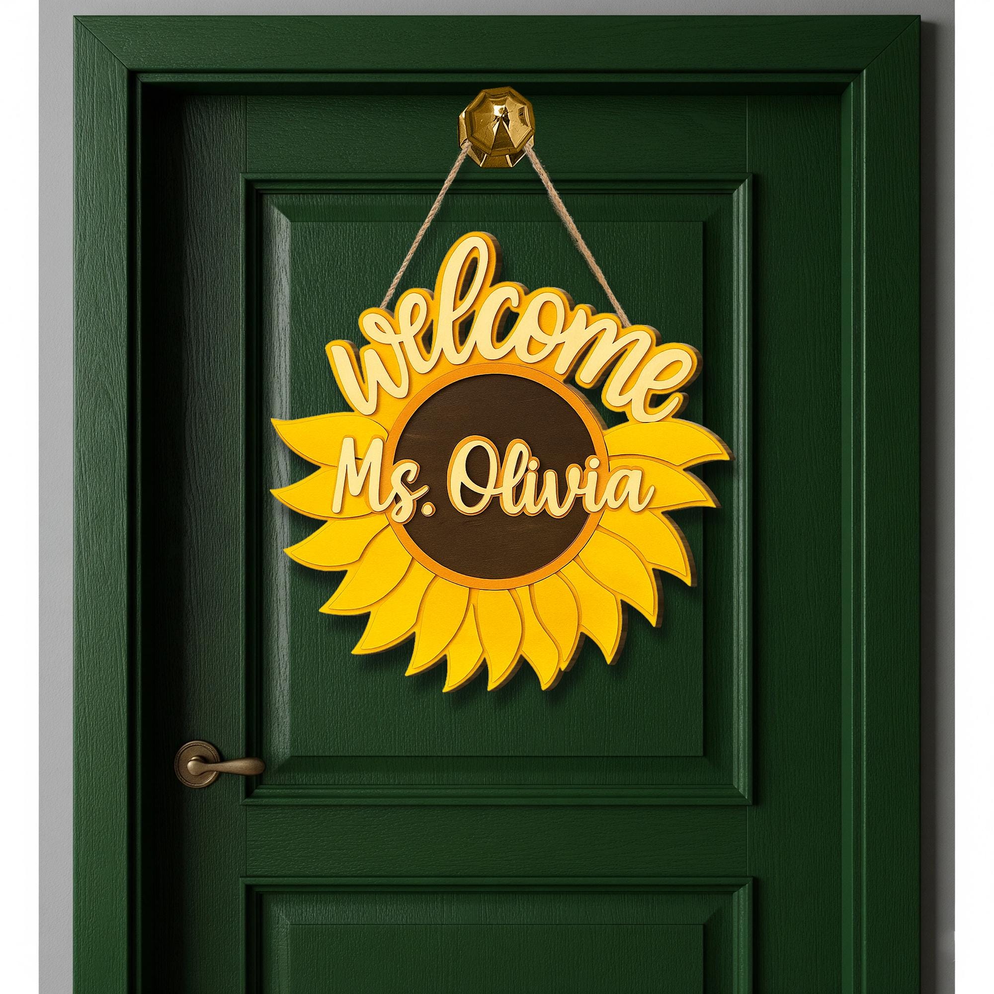 Sunflower Welcome Door Sign for Teacher – Custom Classroom Sign with Name, Teacher Welcome Classroom sign, Back to School Gift for Teacher