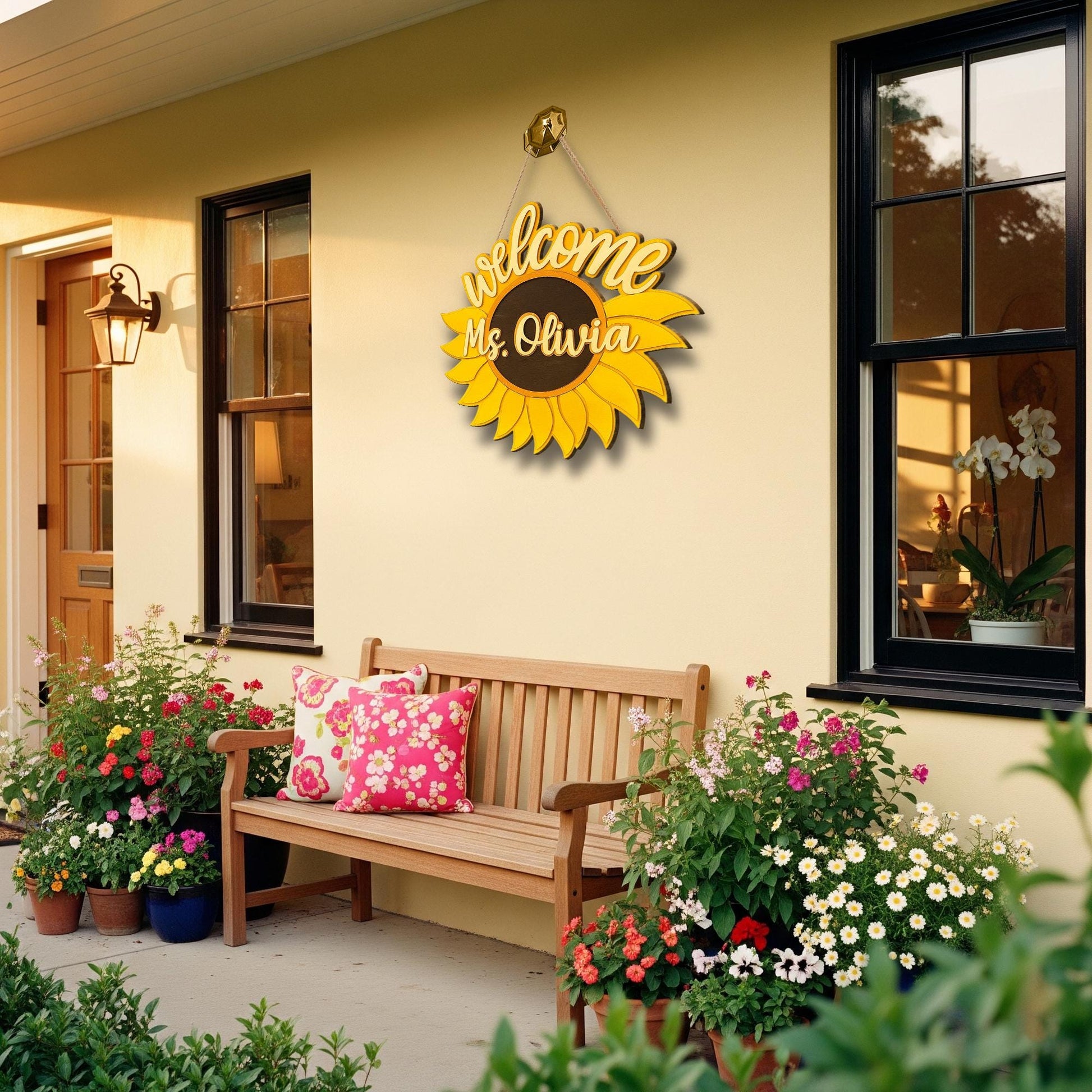 Sunflower Welcome Door Sign for Teacher – Custom Classroom Sign with Name, Teacher Welcome Classroom sign, Back to School Gift for Teacher