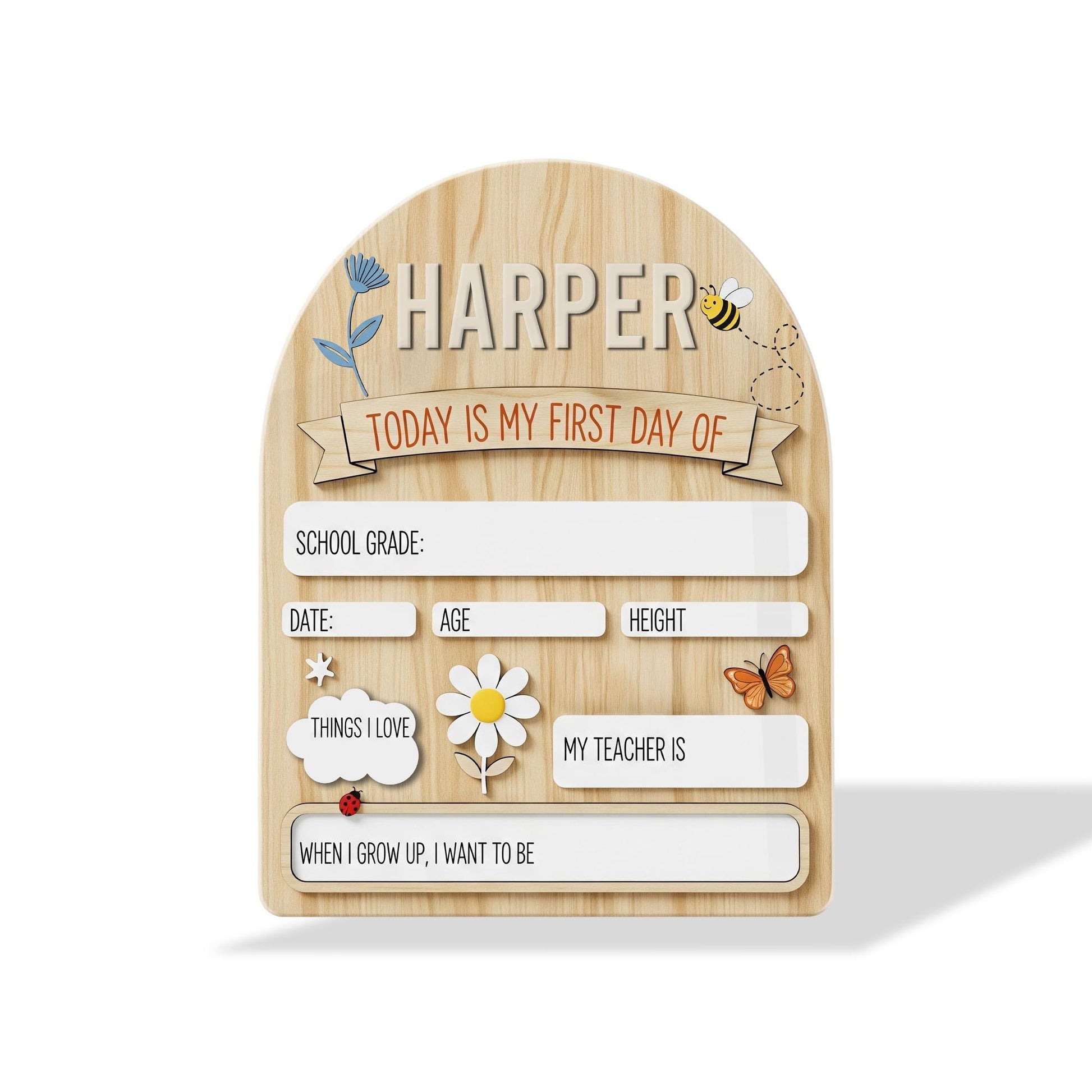 First Day of School Sign for Kids, Custom Name and Grade Board, Reusable Milestone Photo Prop, Back to School Gift Idea