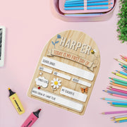 First Day of School Sign for Kids, Custom Name and Grade Board, Reusable Milestone Photo Prop, Back to School Gift Idea