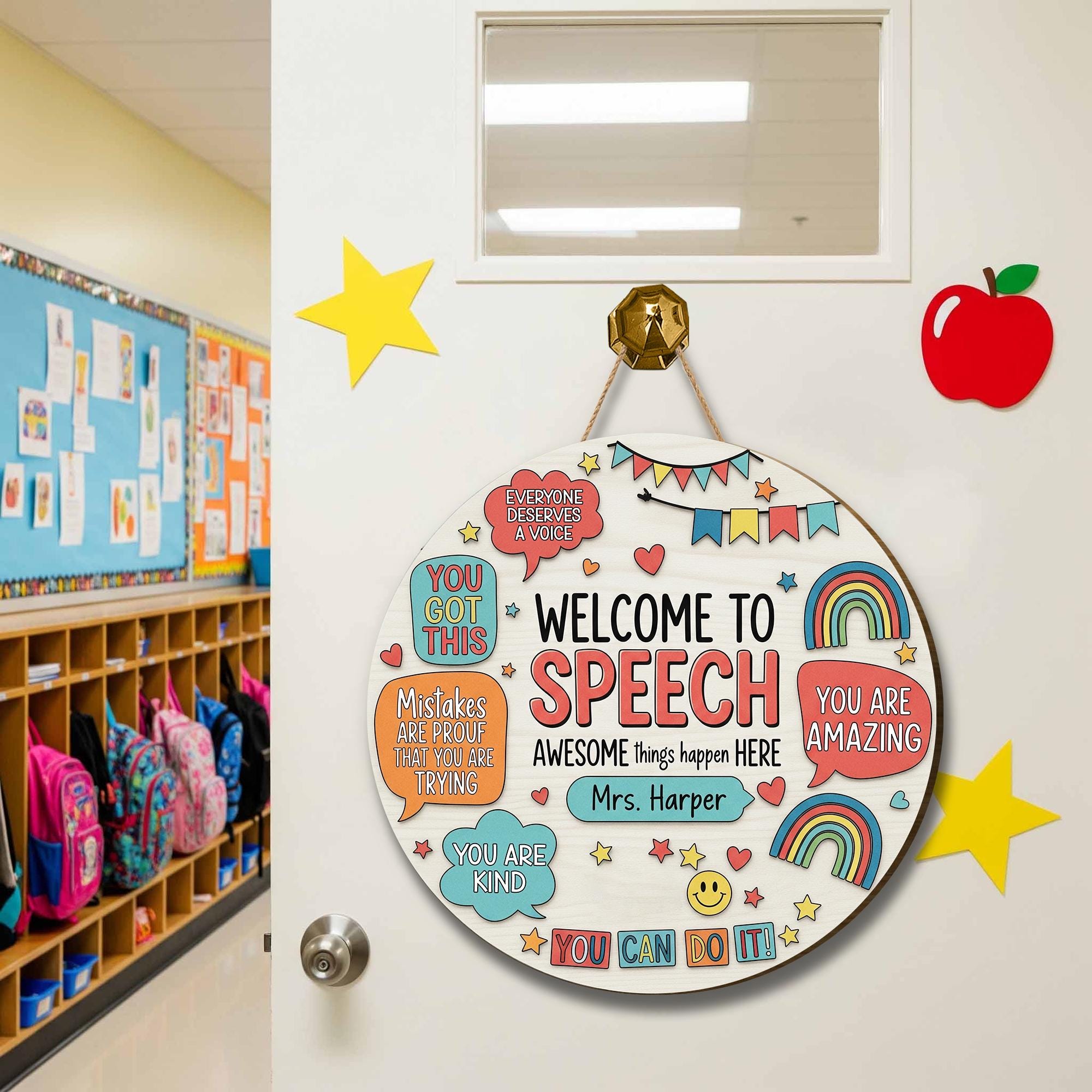 Personalized Teacher Door Sign, Welcome to Speech, Speech Language Pathologist, Teacher Name Sign, Classroom Decor, Teacher Gifts, SLP Gifts