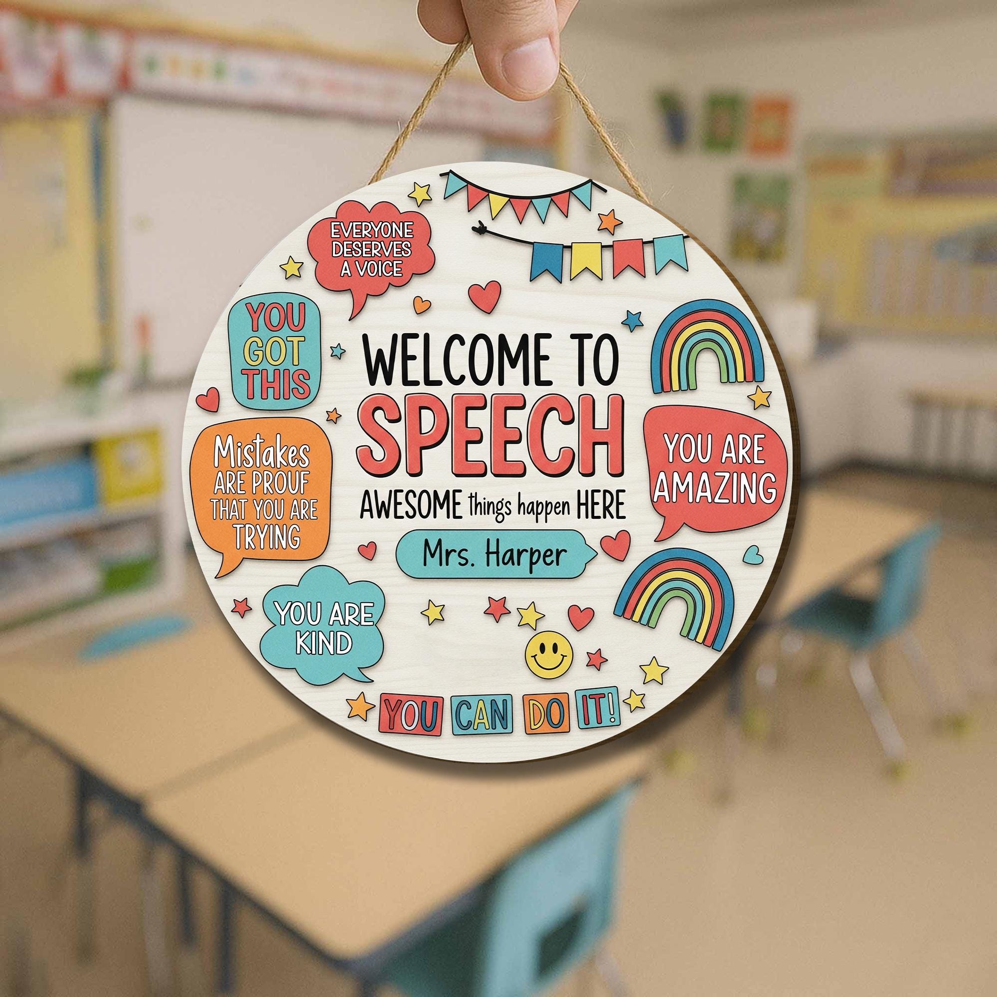 Personalized Teacher Door Sign, Welcome to Speech, Speech Language Pathologist, Teacher Name Sign, Classroom Decor, Teacher Gifts, SLP Gifts