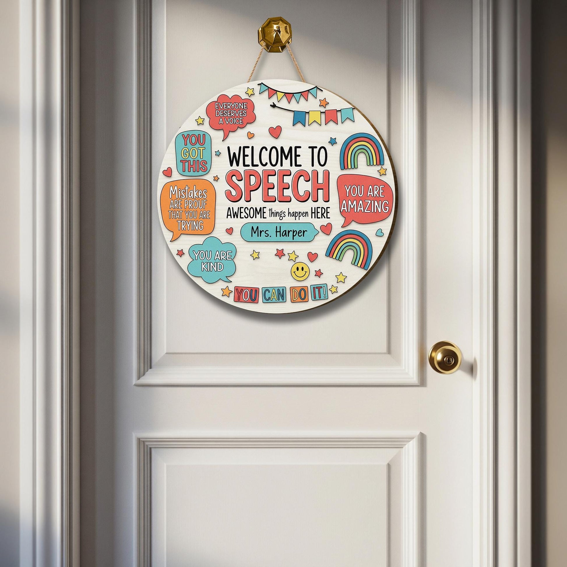 Personalized Teacher Door Sign, Welcome to Speech, Speech Language Pathologist, Teacher Name Sign, Classroom Decor, Teacher Gifts, SLP Gifts