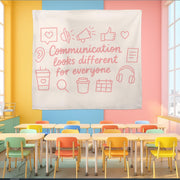 Communication Looks Different for Everyone Wall Flag – Inclusive Classroom Decor, Neurodiversity Awareness Banner, Speech Therapy Sign