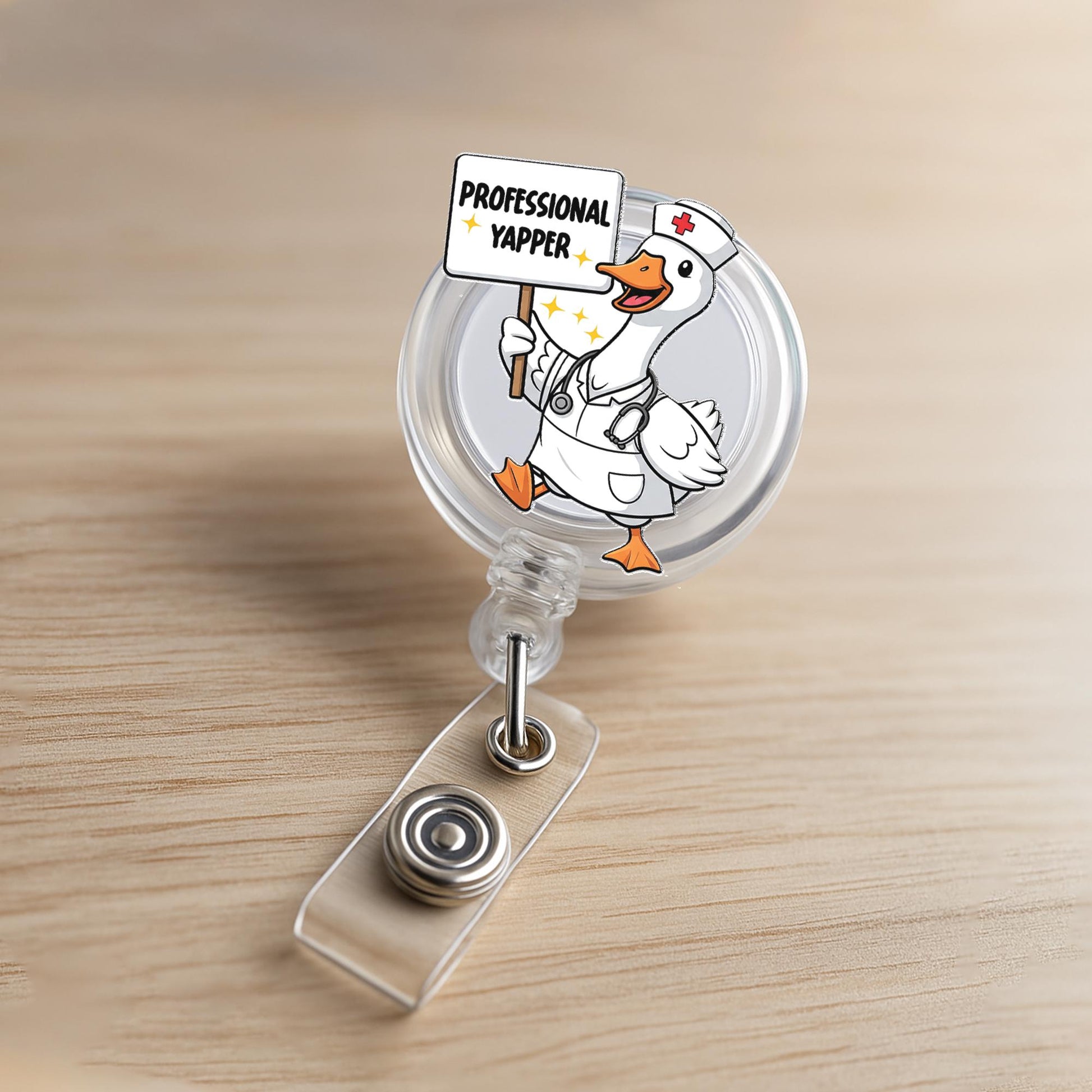 Professional Yapper Goose Badge Reel, Funny Nurse ID Holder, Cute Goose Clip for RN, Medical Badge Accessory, Nurse Gift Idea, Nurse Badge