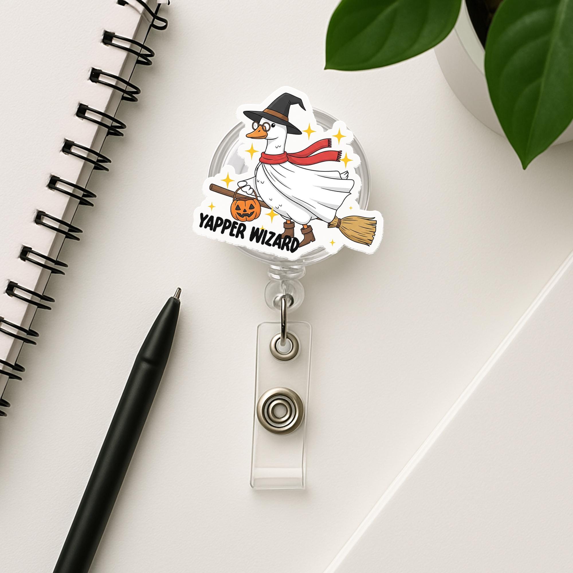 Wizard Goose Badge Reel, Halloween Goose ID Clip, Funny Nurse Badge Holder, Witch Goose Accessory, Yapper Wizard Gift Idea, Nurse Gift Idea