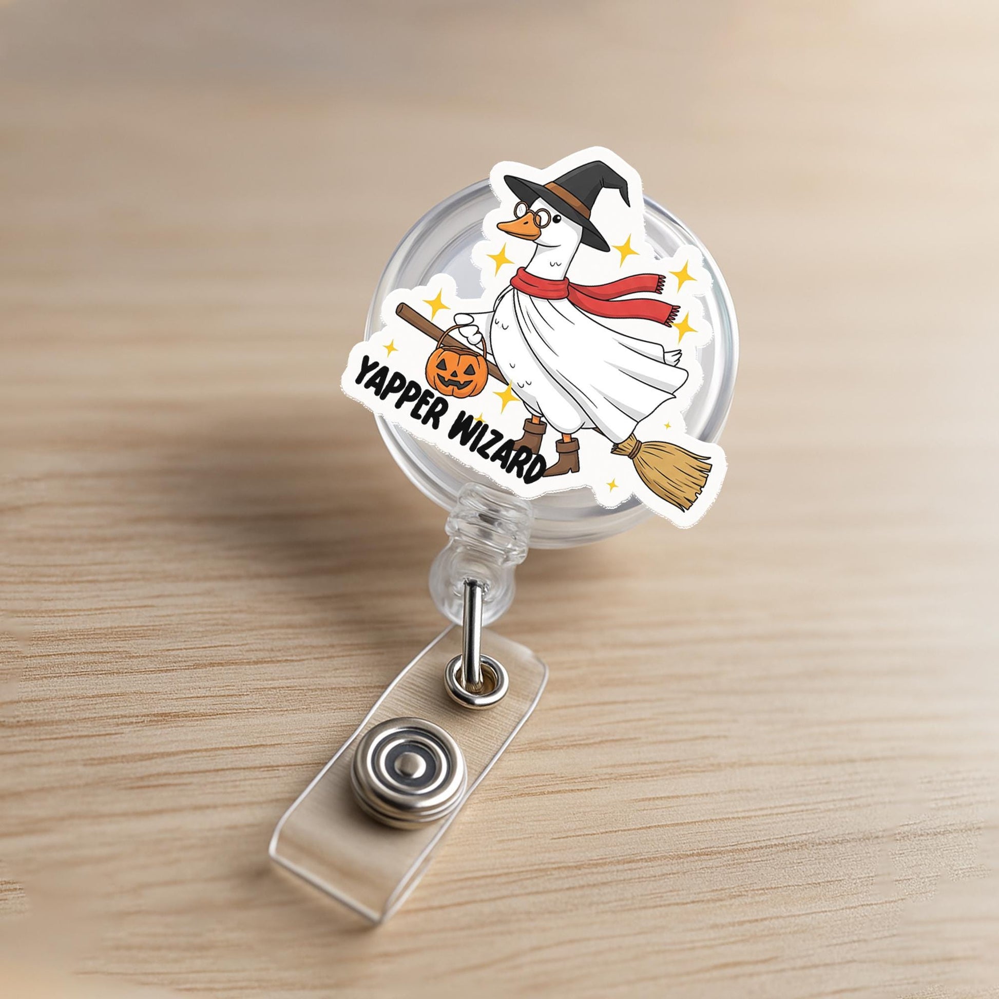Wizard Goose Badge Reel, Halloween Goose ID Clip, Funny Nurse Badge Holder, Witch Goose Accessory, Yapper Wizard Gift Idea, Nurse Gift Idea
