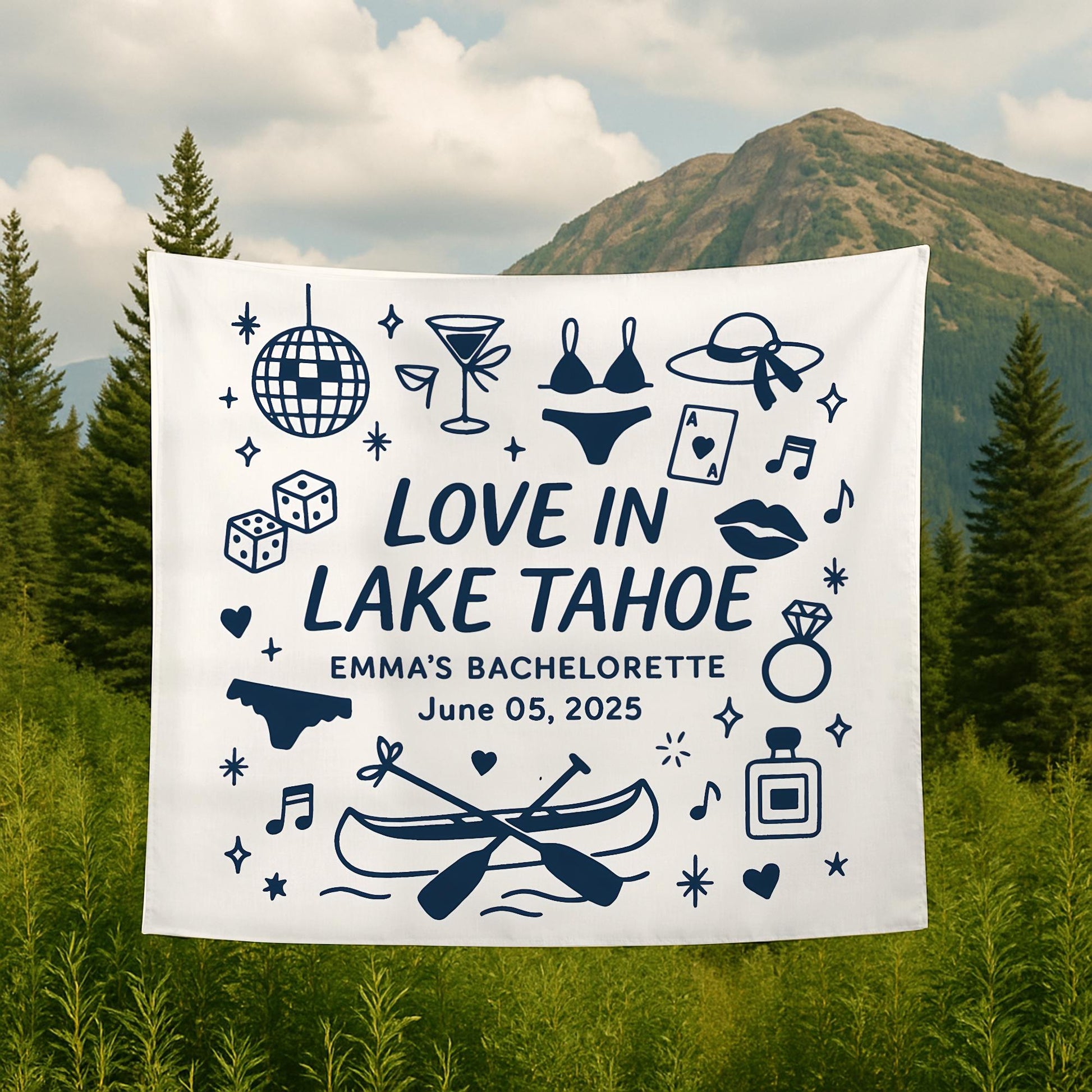 Lake Bachelorette Party Tapestry, Boat Party Banner, Bridal Weekend Decor, Custom Nautical Backdrop, Bach Party Wall Sign,Lake Trip Tapestry