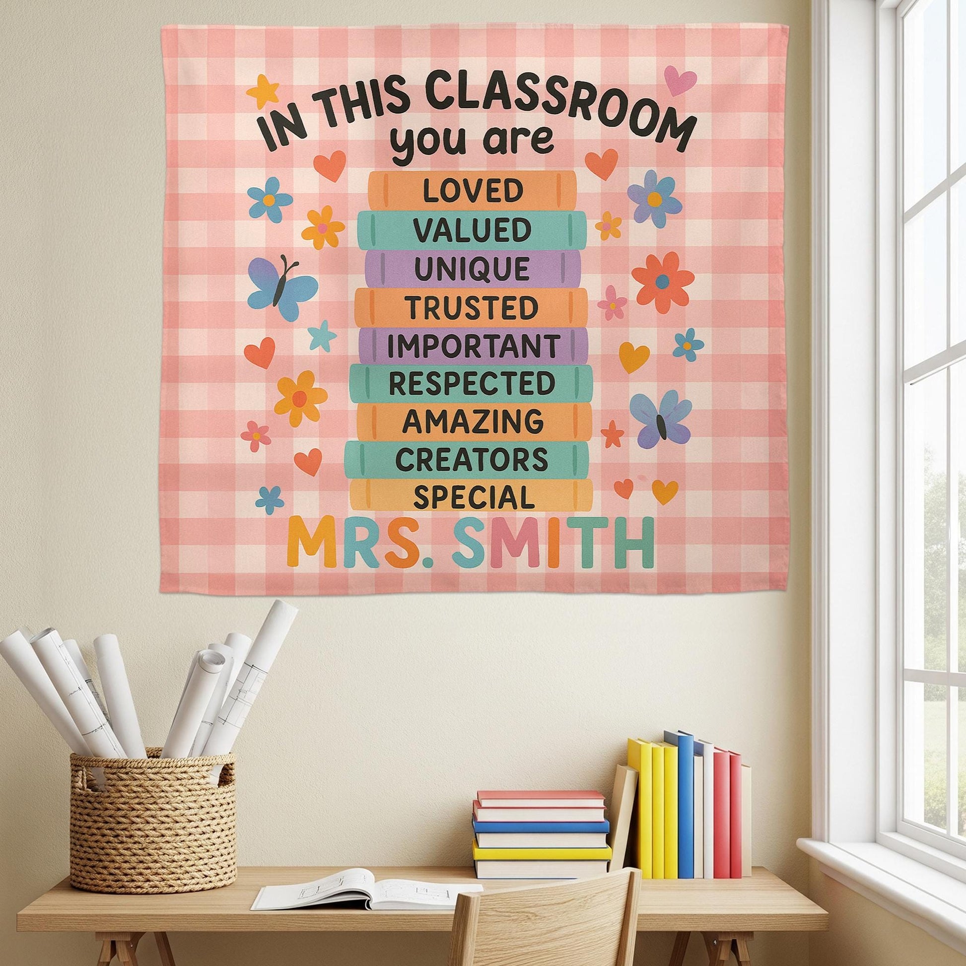Classroom Tapestry Decor, In This Classroom You Are Banner, Teacher Wall Sign, Back to School Motivational Poster for Students