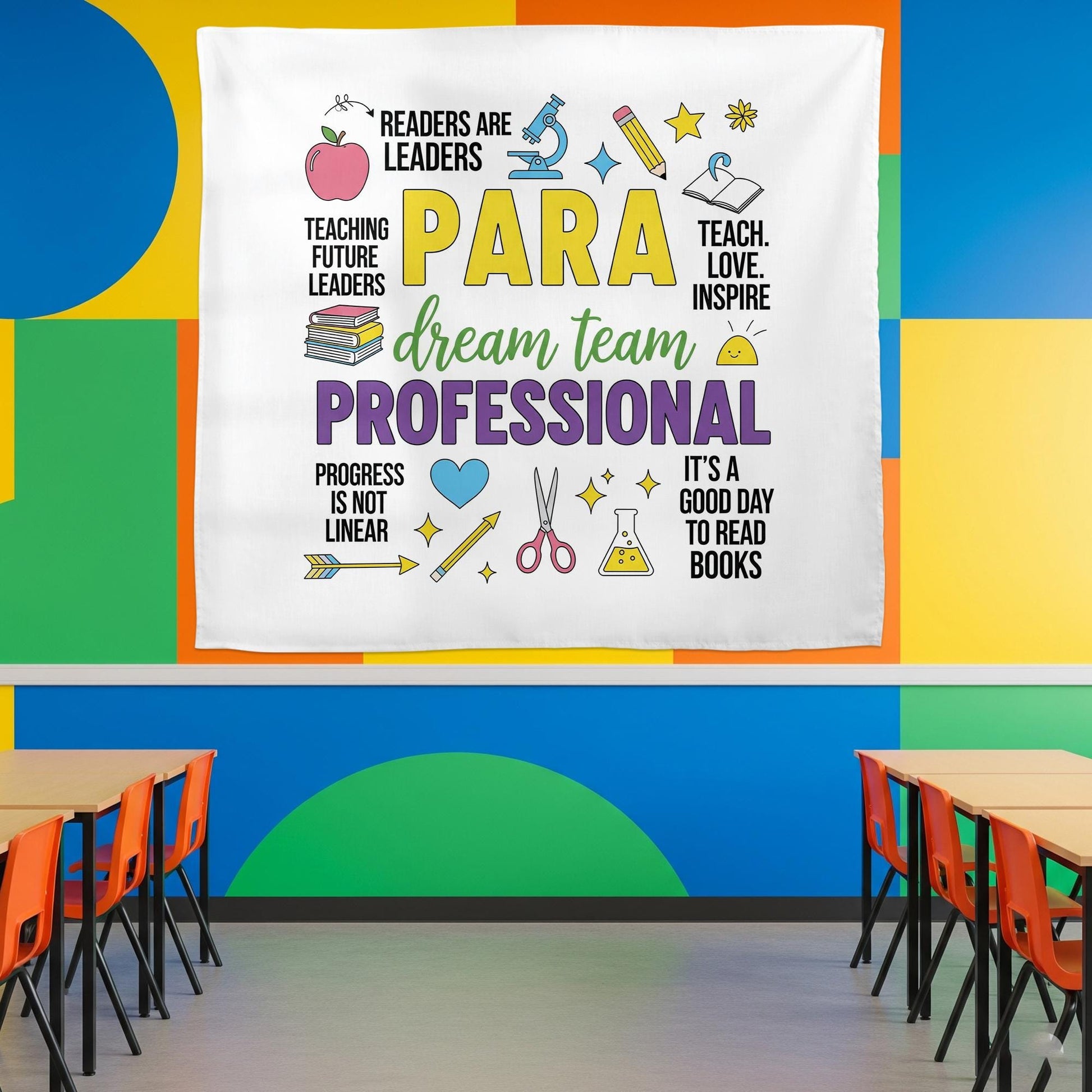 Para Educator Tapestry, Classroom Wall Decor, Teacher Assistant Gift, Para Professional Banner, School Inspiration Poster, Dream Team Art