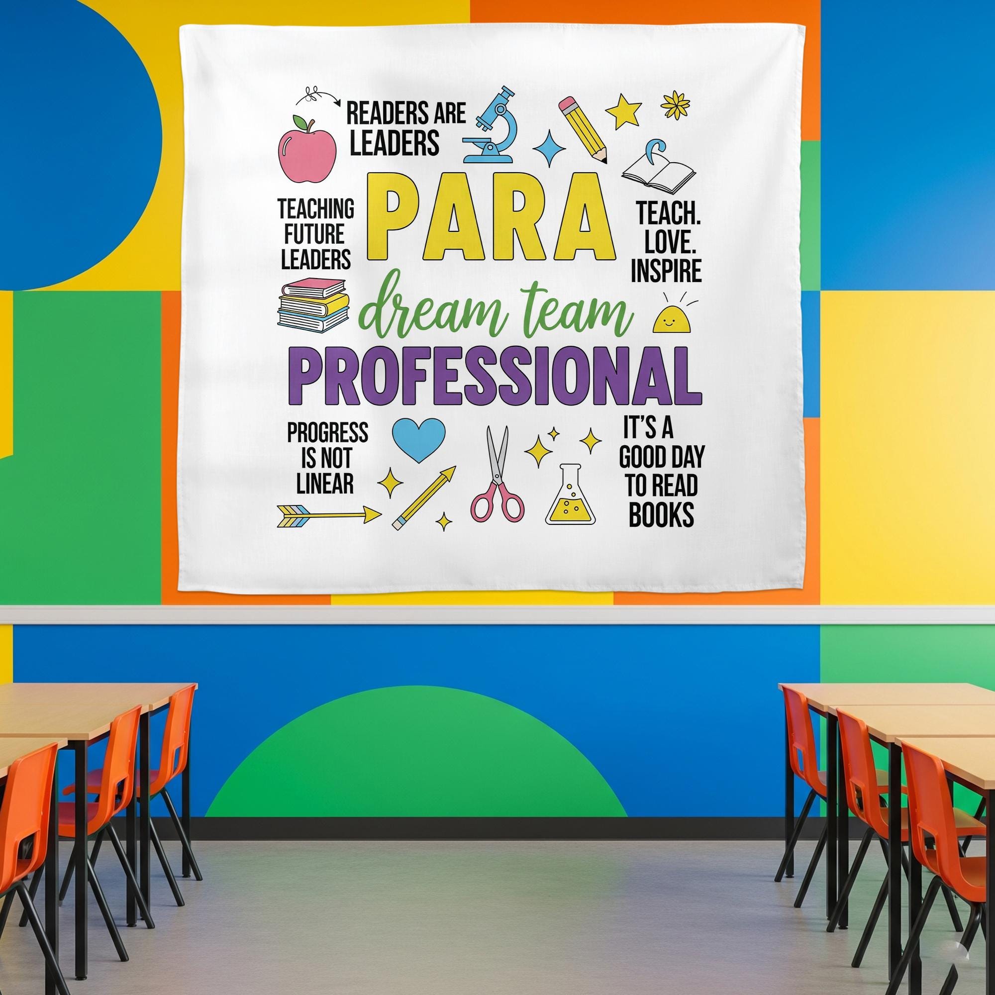 Para Educator Tapestry, Classroom Wall Decor, Teacher Assistant Gift, Para Professional Banner, School Inspiration Poster, Dream Team Art