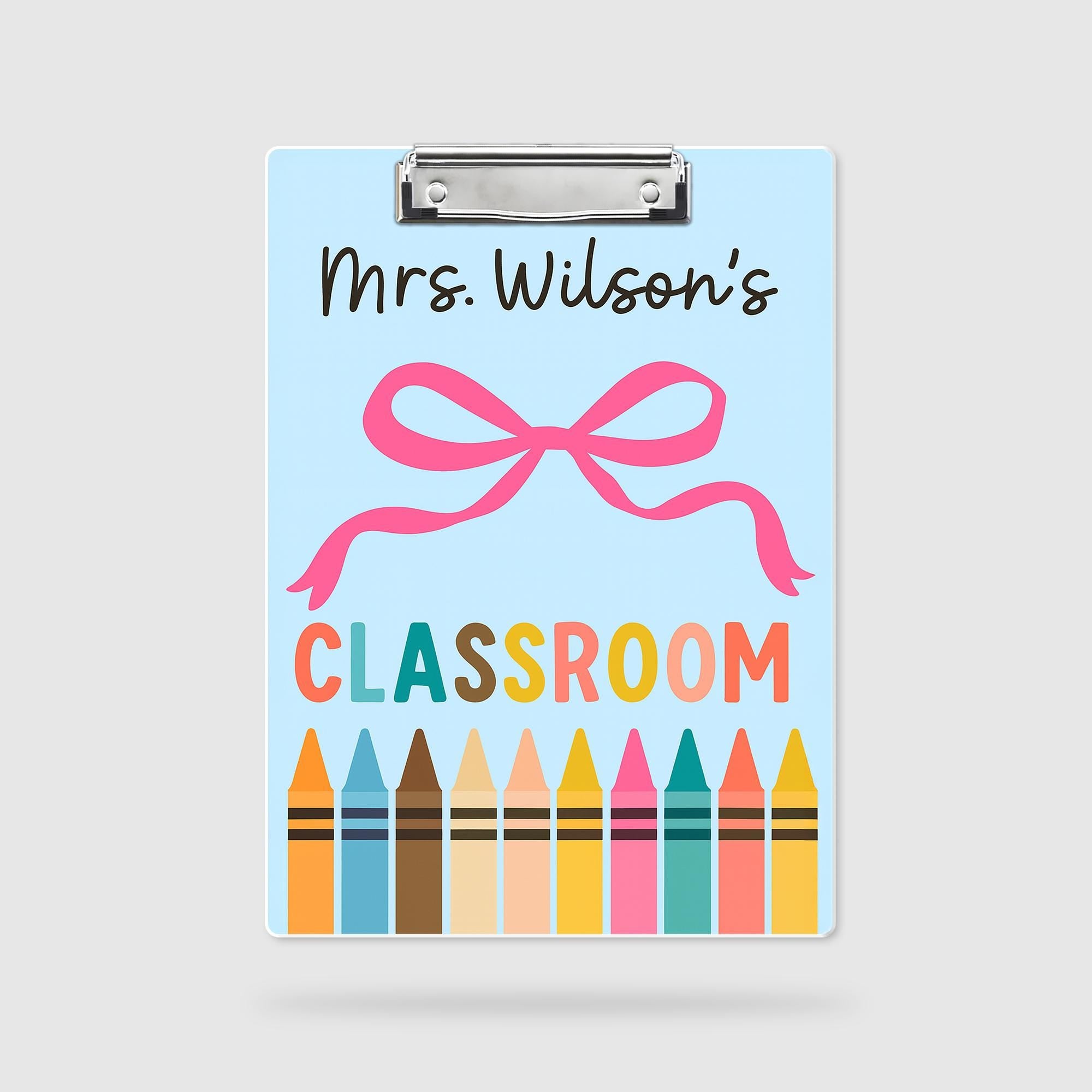 Personalized Teacher Clipboard, Cute Crayon Classroom Clipboard, Custom School Supply Gift, Back to School Teacher Accessory